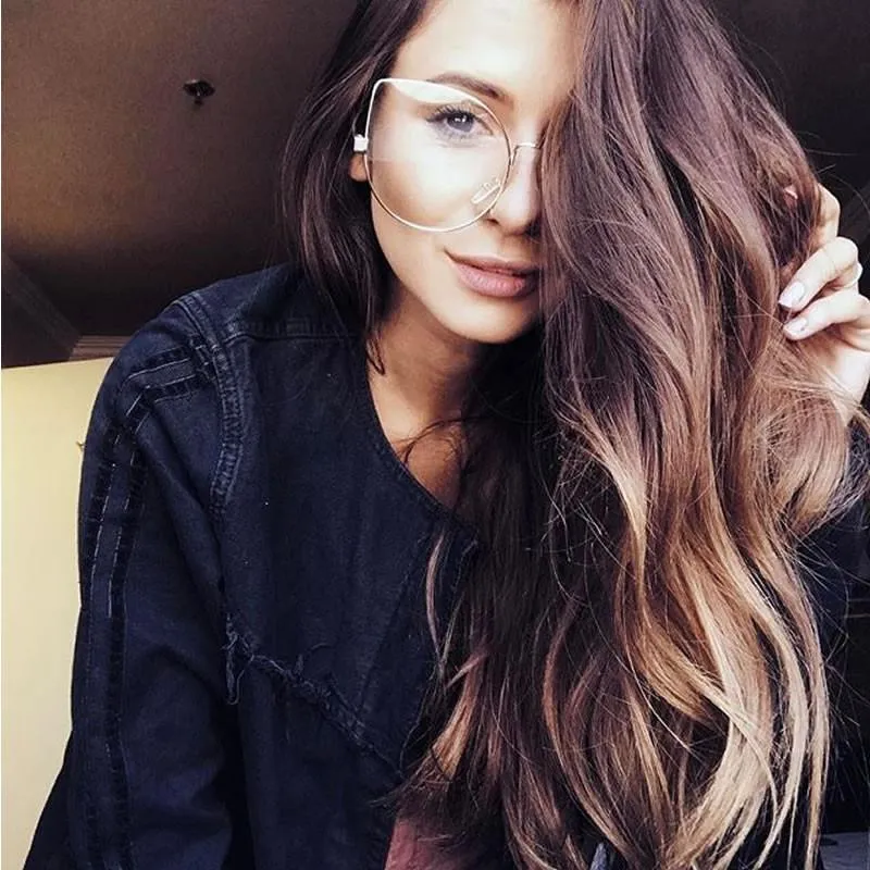 Blue Light Filtering Women's Oversize Modern Clear Flat Lens Cat Eye Glasses C337 sold by ZeroUV product image thumbnail 3