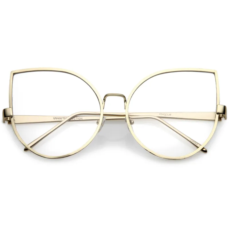 Blue Light Filtering Women's Oversize Modern Clear Flat Lens Cat Eye Glasses C337 sold by ZeroUV