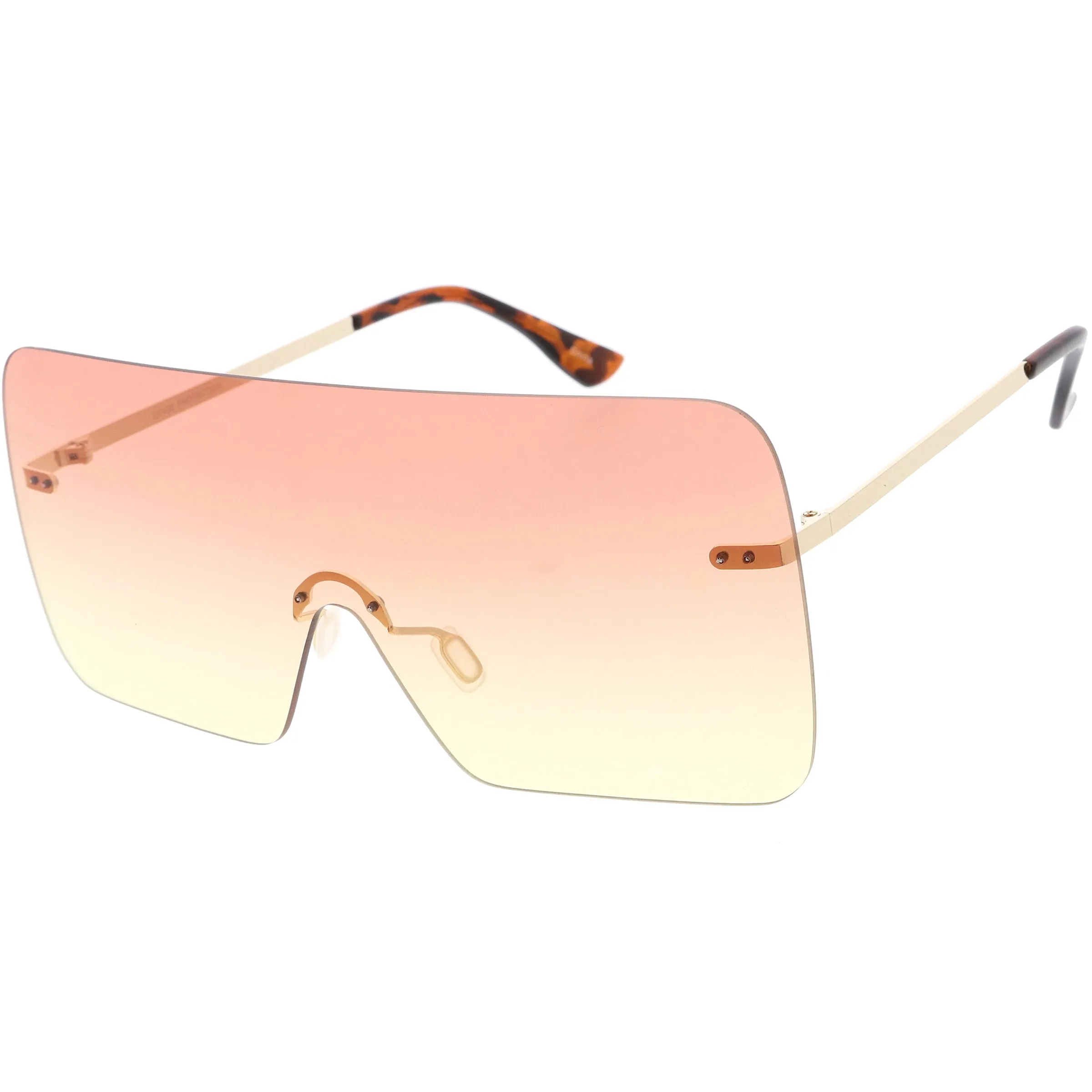 Oversize Futuristic Rimless Flat Shield Lens Sunglasses C982 sold by ZeroUV product image thumbnail 2
