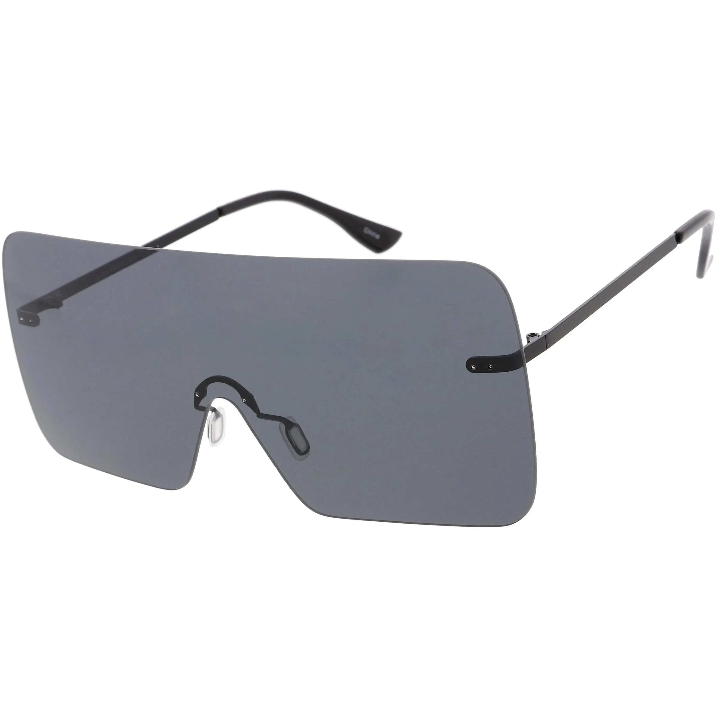 Oversize Futuristic Rimless Flat Shield Lens Sunglasses C982 sold by ZeroUV product image thumbnail 5