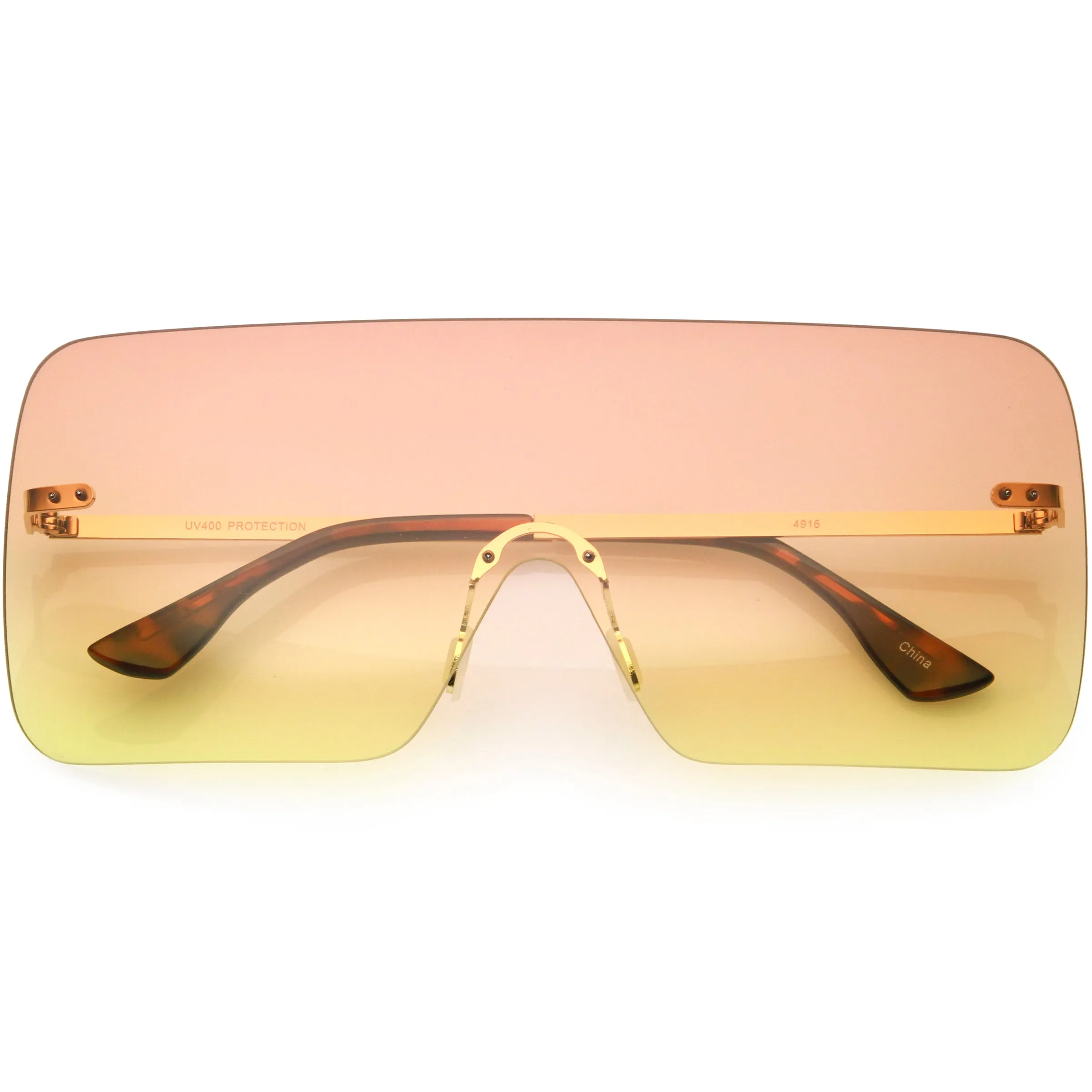 Oversize Futuristic Rimless Flat Shield Lens Sunglasses C982 sold by ZeroUV