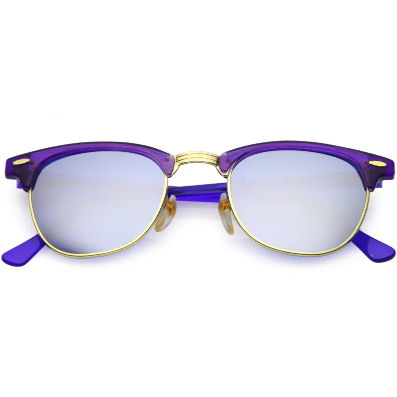 Retro True Vintage Candy Color Half Frame Mirrored Lens Sunglasses C638 sold by ZeroUV