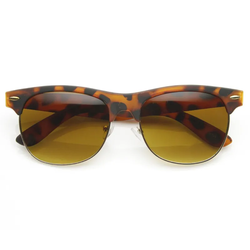 Retro Eyewear Fashion Soft Rubberized Half Frame Horned Rim Sunglasses 8913 sold by ZeroUV