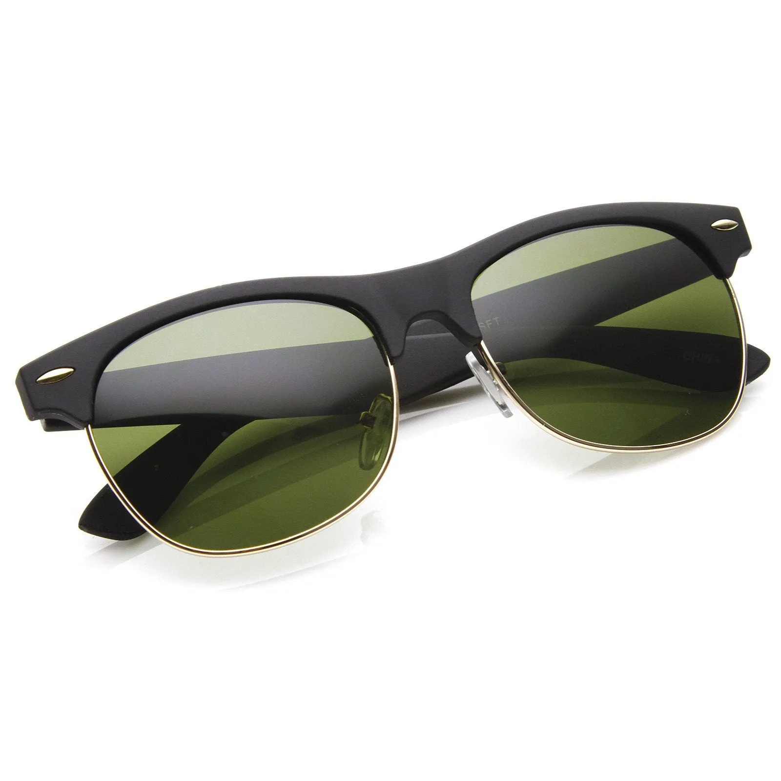 Retro Eyewear Fashion Soft Rubberized Half Frame Horned Rim Sunglasses 8913 sold by ZeroUV product image thumbnail 5