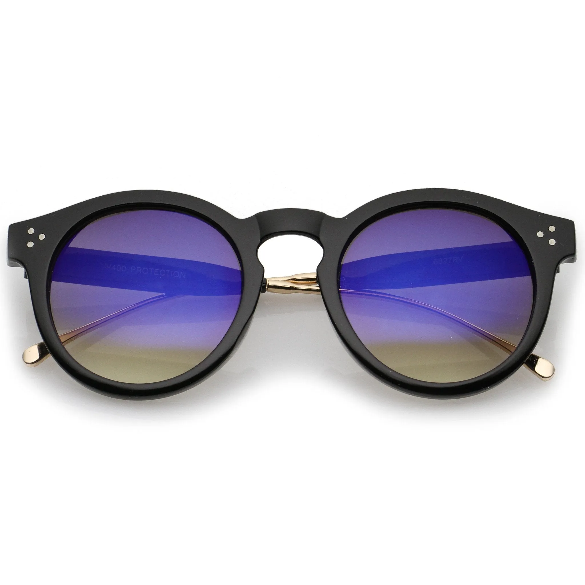 Retro P3 Round Horned Rim Mirrored Lens Sunglasses A772 sold by ZeroUV product image thumbnail 4