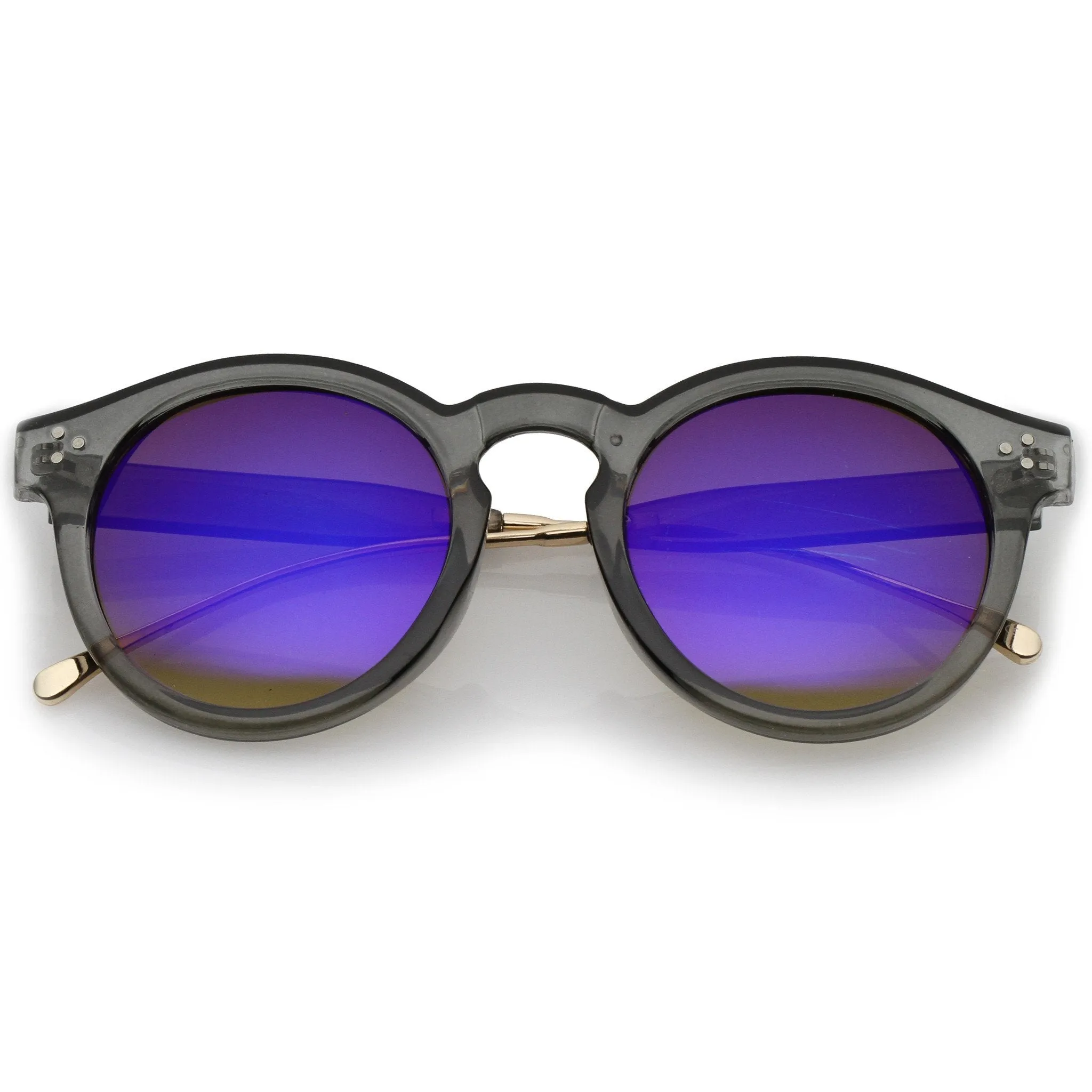 Retro P3 Round Horned Rim Mirrored Lens Sunglasses A772 sold by ZeroUV product image thumbnail 5