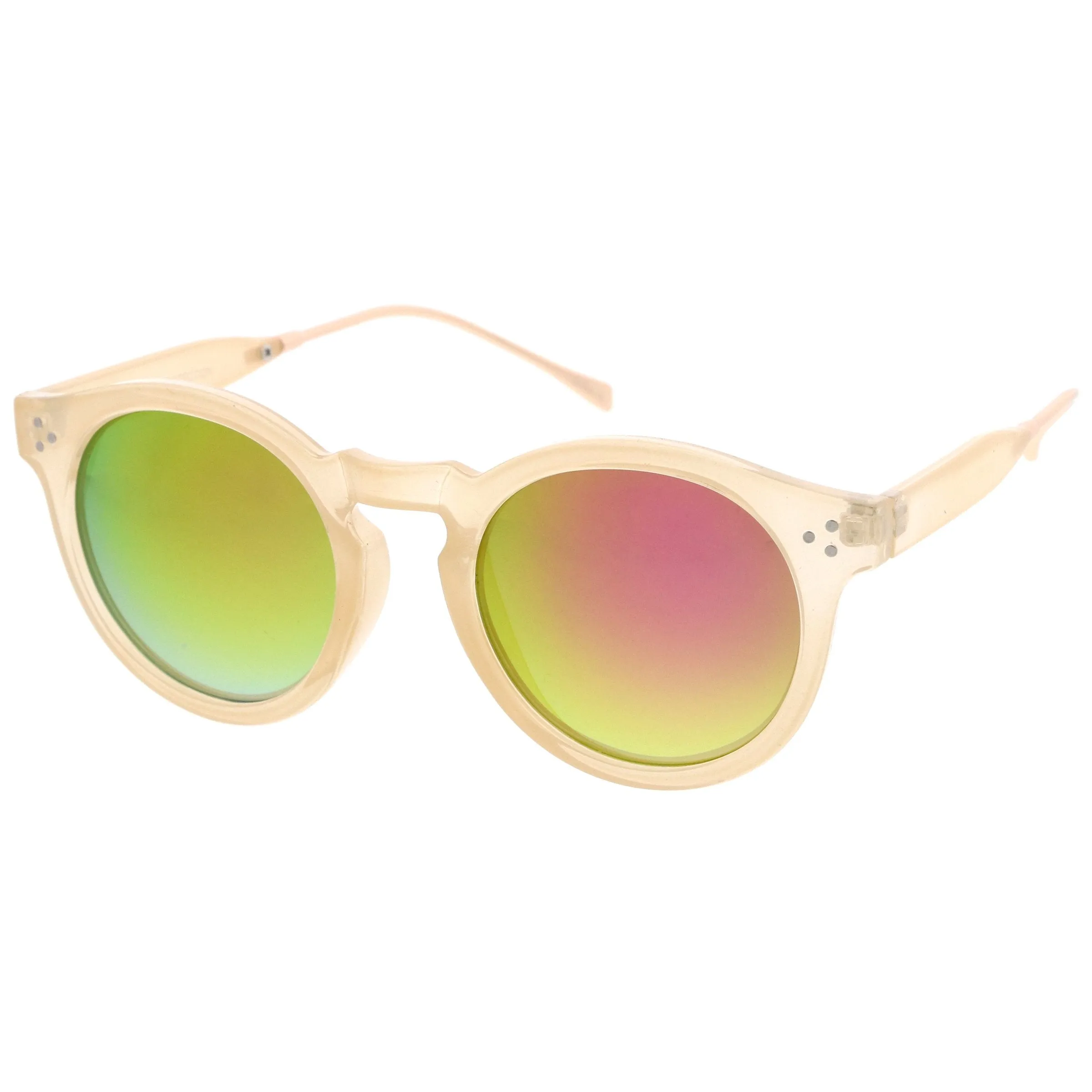 Retro P3 Round Horned Rim Mirrored Lens Sunglasses A772 sold by ZeroUV product image thumbnail 2