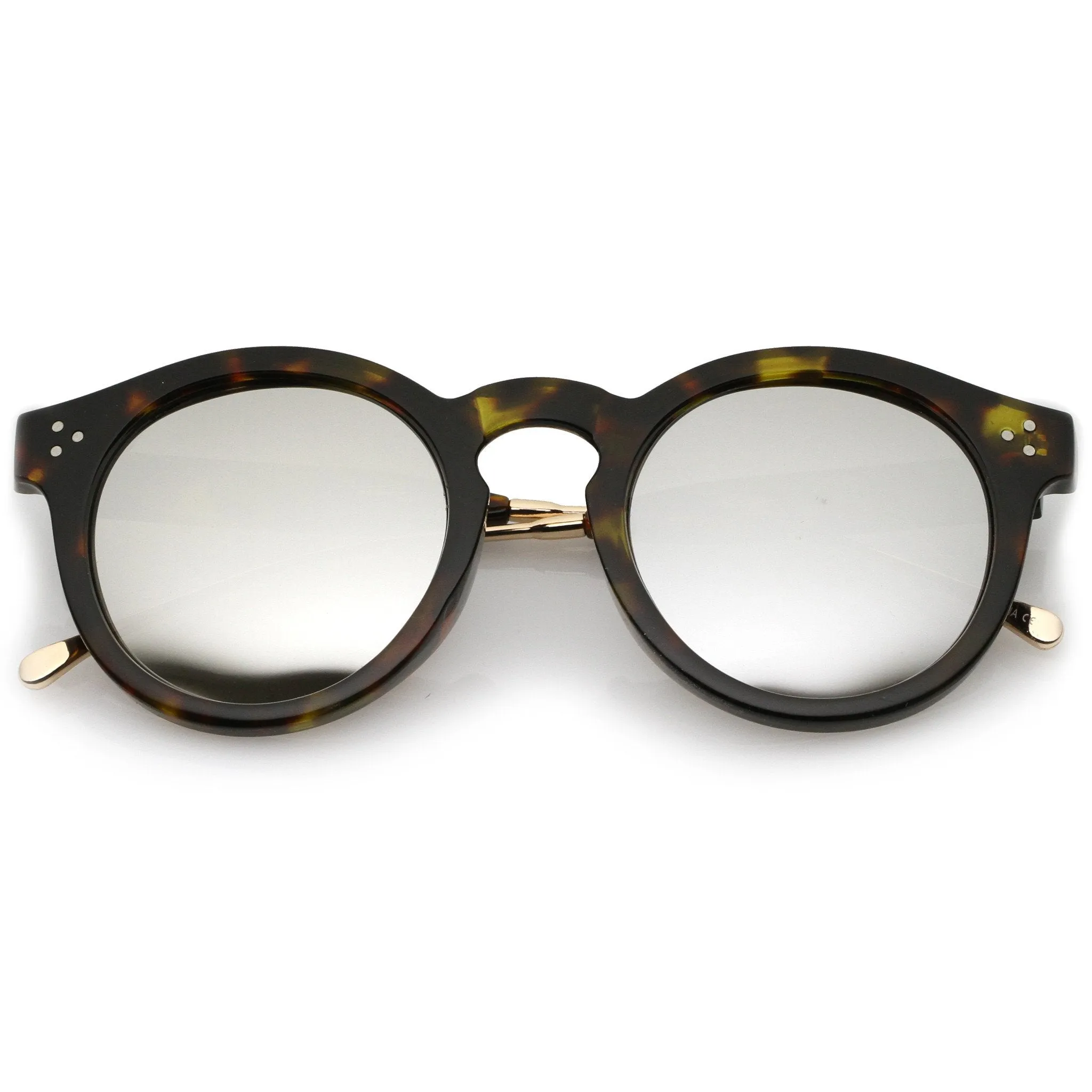 Retro P3 Round Horned Rim Mirrored Lens Sunglasses A772 sold by ZeroUV product image thumbnail 3