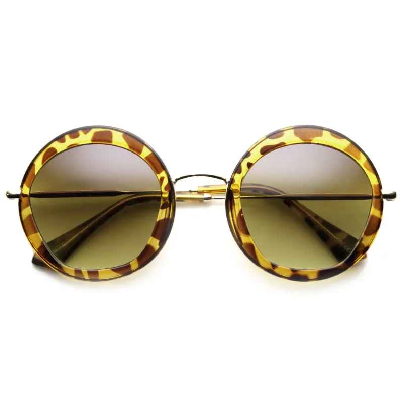Women's Round Lens Overlay Oversize Sunglasses 9753 sold by ZeroUV