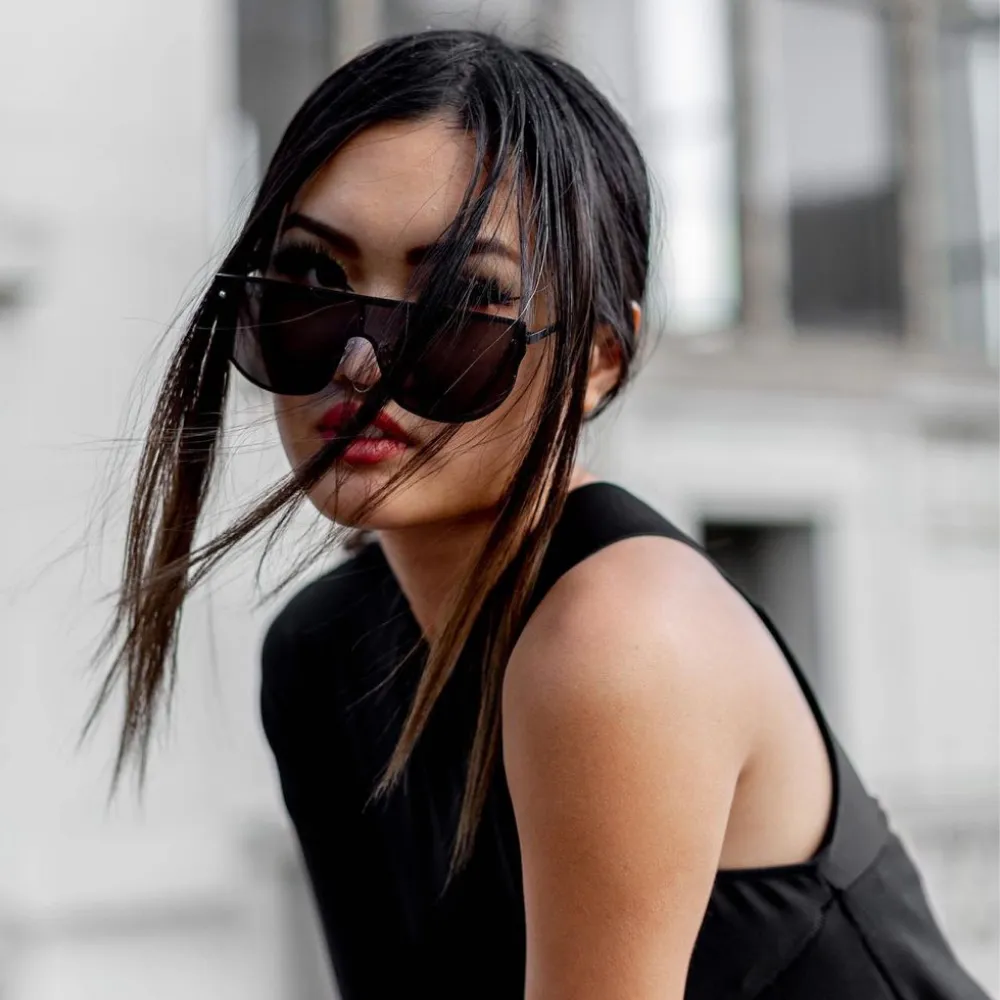 Sleek Oversize Full Rimless Flat Top Square Shield Sunglasses D106 sold by ZeroUV product image thumbnail 2