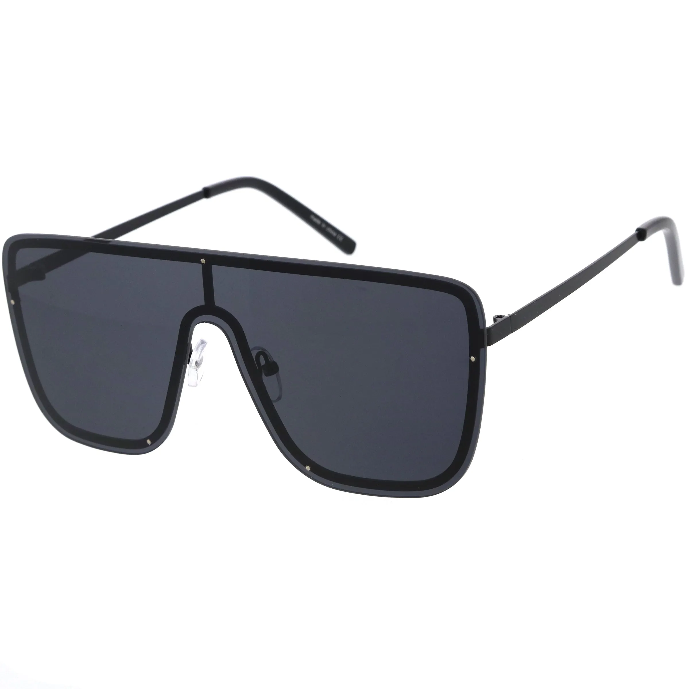 Sleek Oversize Full Rimless Flat Top Square Shield Sunglasses D106 sold by ZeroUV product image thumbnail 4