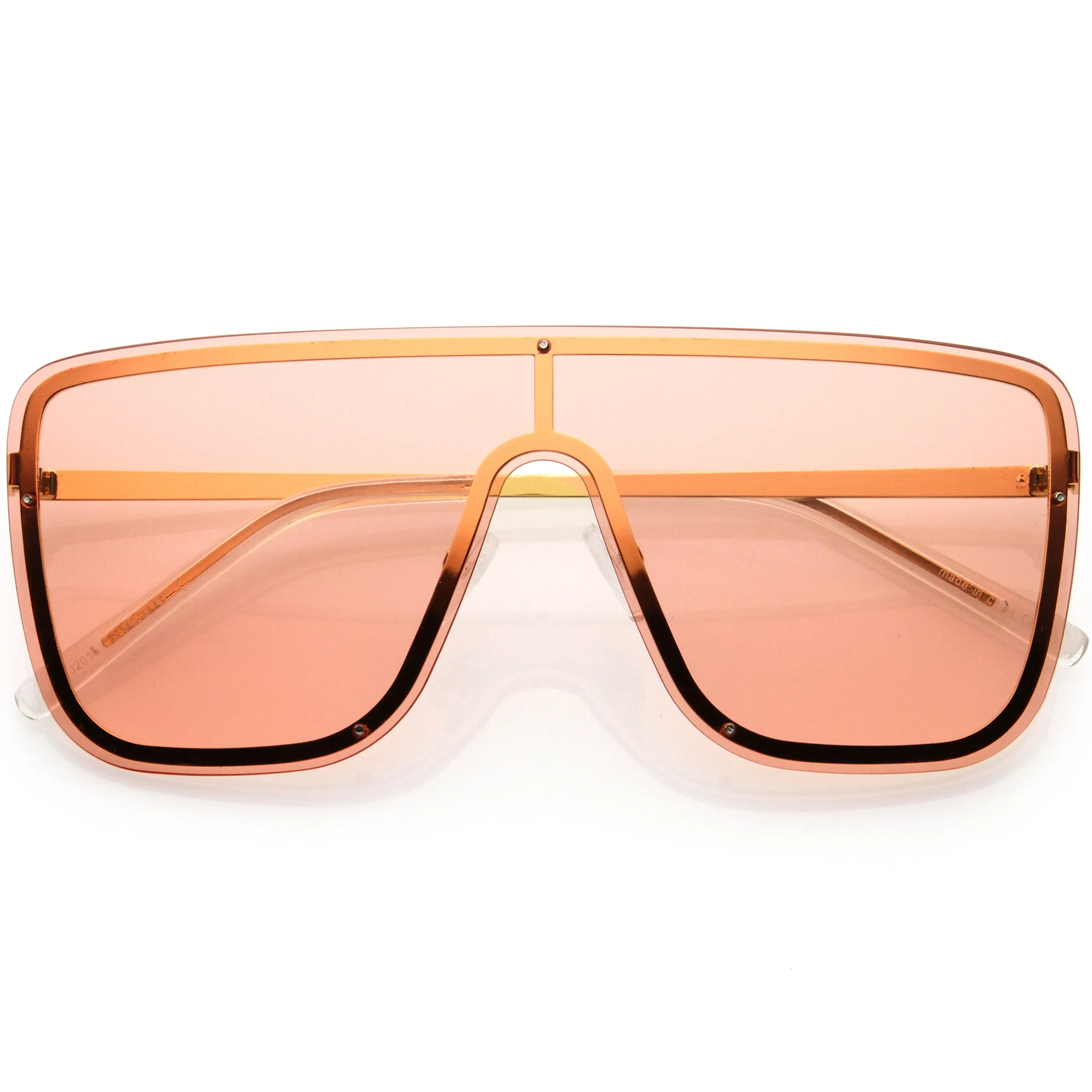 Sleek Oversize Full Rimless Flat Top Square Shield Sunglasses D106 sold by ZeroUV