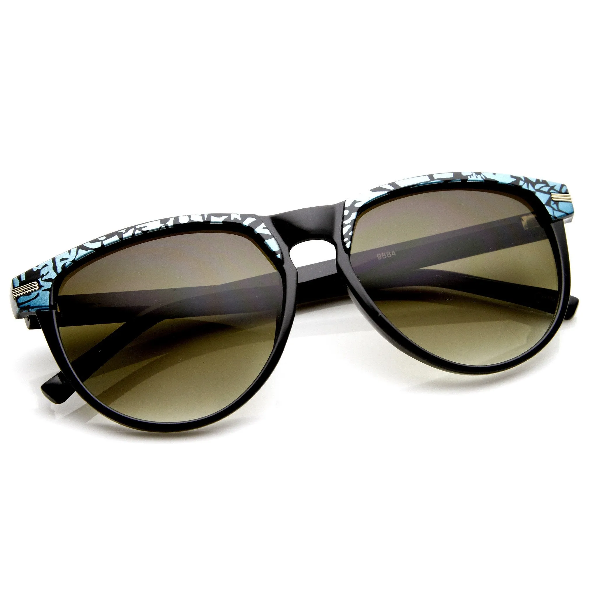 Retro Two Tone Pattern Large Horned RimSunglasses 9171 sold by ZeroUV product image thumbnail 4