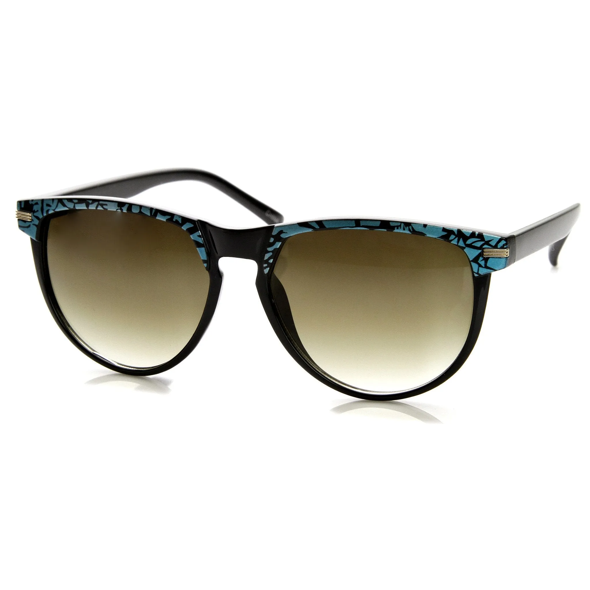 Retro Two Tone Pattern Large Horned RimSunglasses 9171 sold by ZeroUV product image thumbnail 2