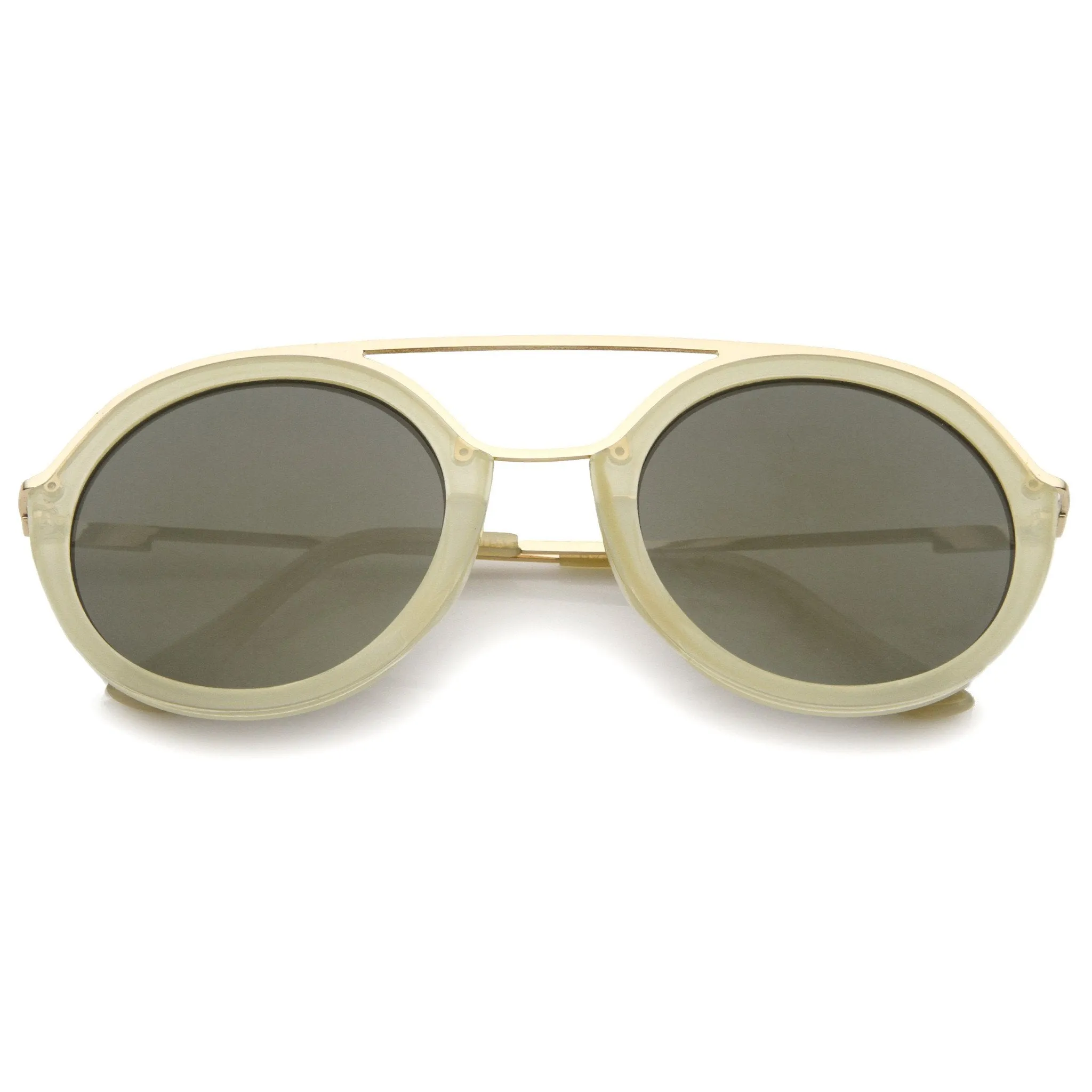 Dapper Round Double Frame Mirrored Lens Sunglasses A509 sold by ZeroUV product image thumbnail 4
