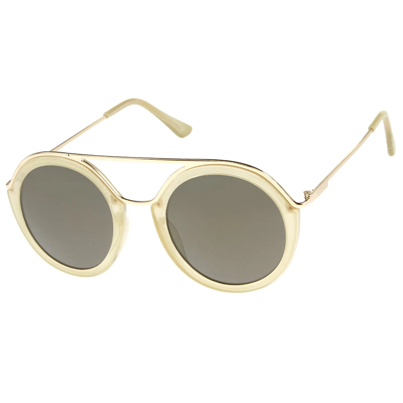 Dapper Round Double Frame Mirrored Lens Sunglasses A509 sold by ZeroUV product image thumbnail 5