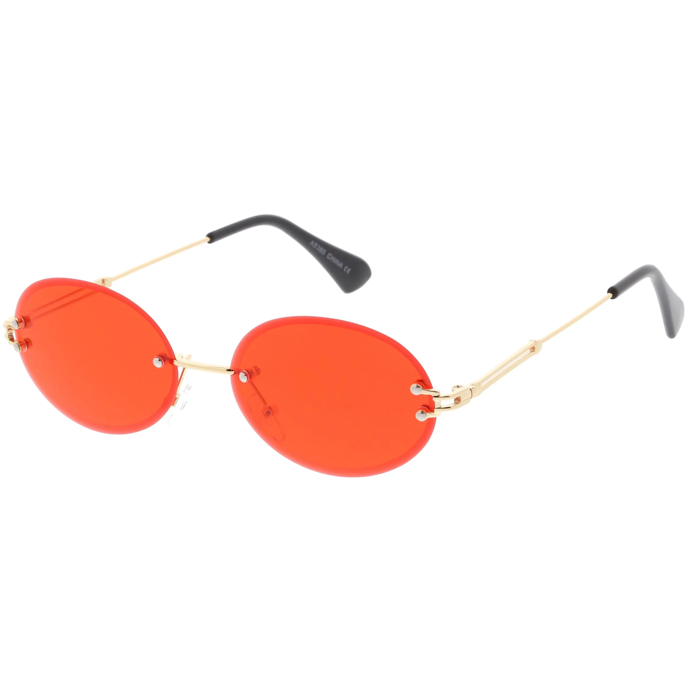 Retro Small Round Oval Color Tone Rimless Sunglasses C757 sold by ZeroUV product image thumbnail 5