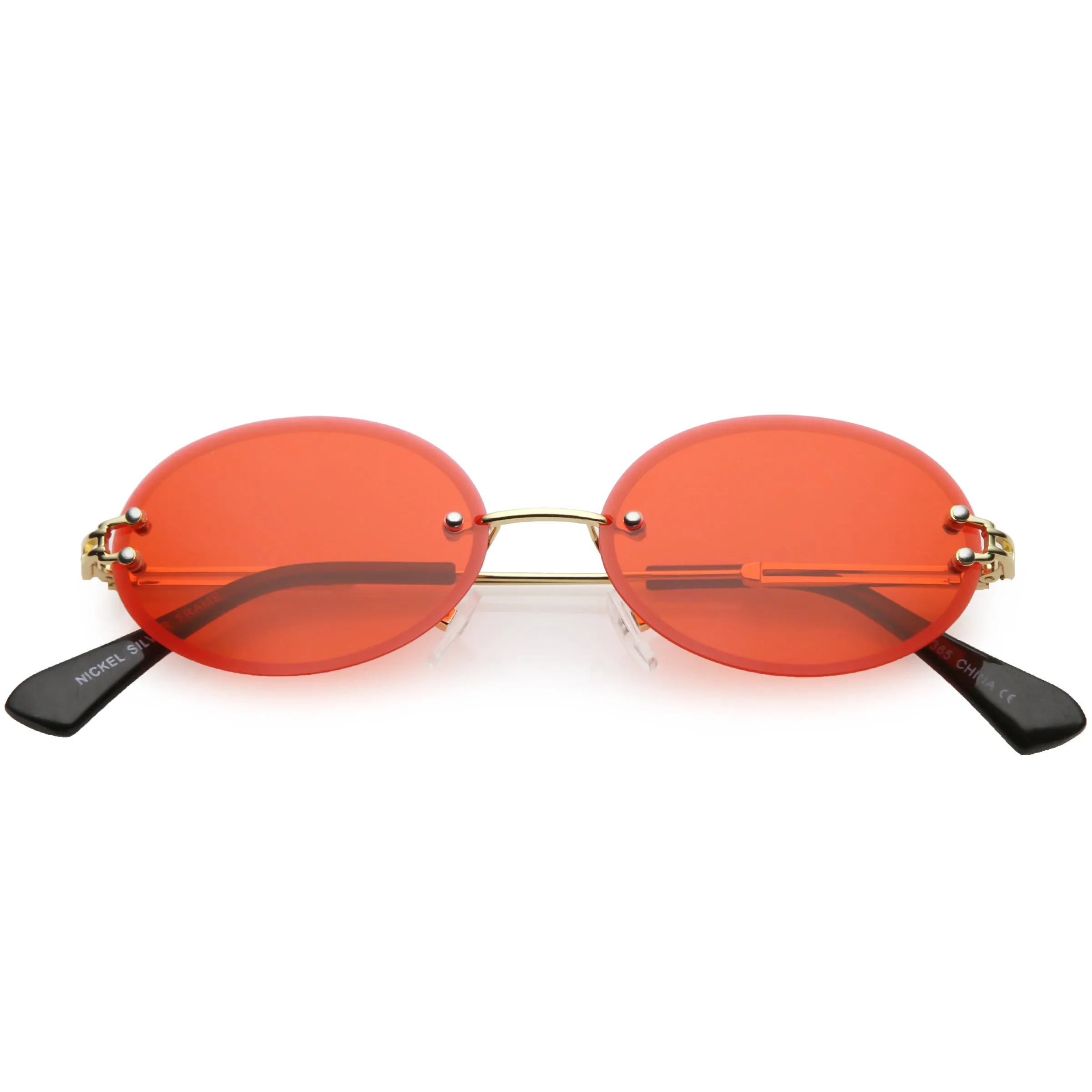 Retro Small Round Oval Color Tone Rimless Sunglasses C757 sold by ZeroUV product image thumbnail 4
