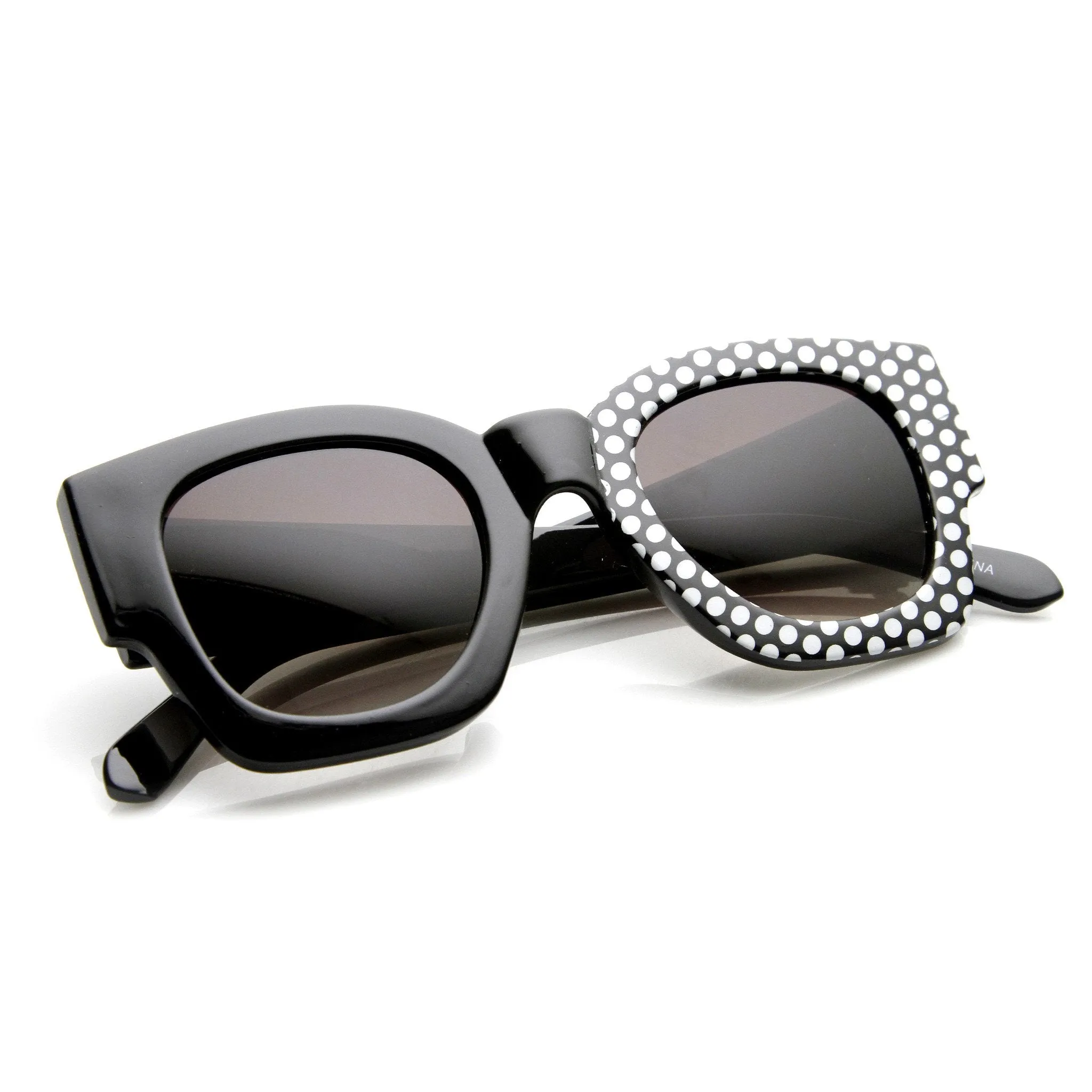 Womens Half Print Graphic Square Horned Rim Sunglasses 9134 sold by ZeroUV product image thumbnail 5