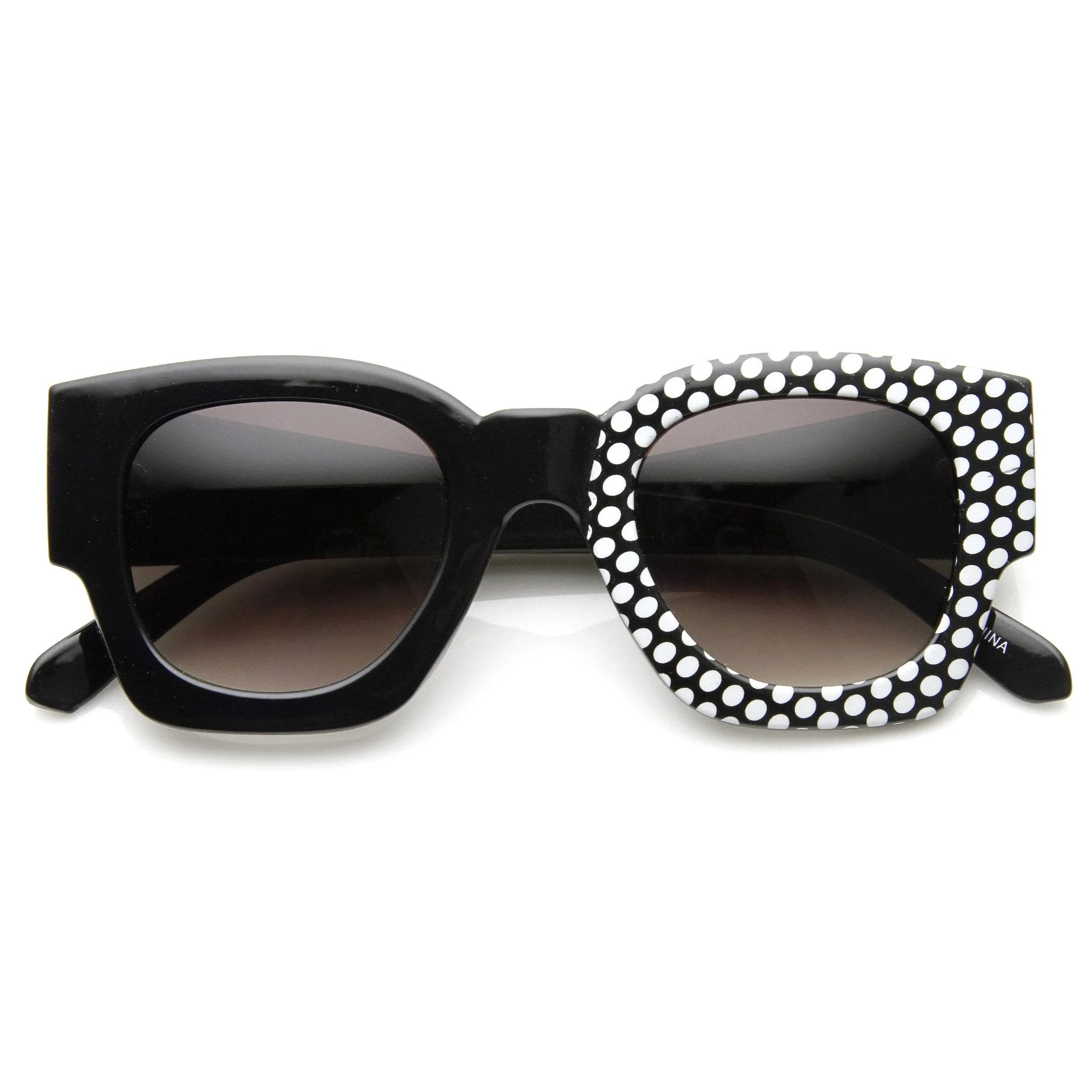 Womens Half Print Graphic Square Horned Rim Sunglasses 9134 sold by ZeroUV product image thumbnail 3