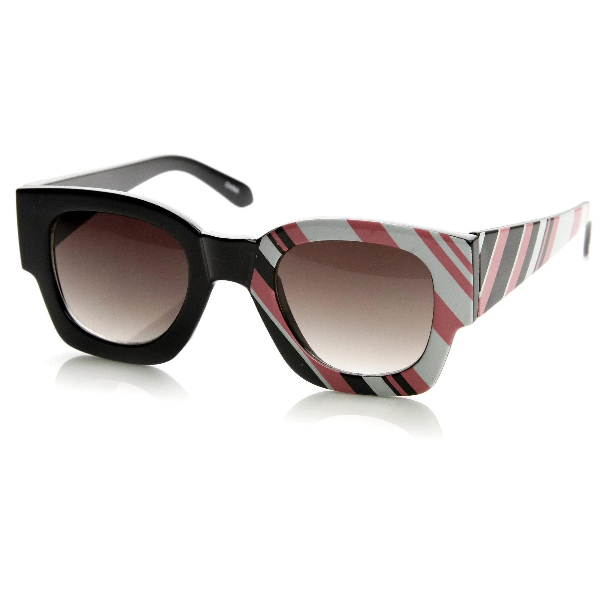 Womens Half Print Graphic Square Horned Rim Sunglasses 9134 sold by ZeroUV