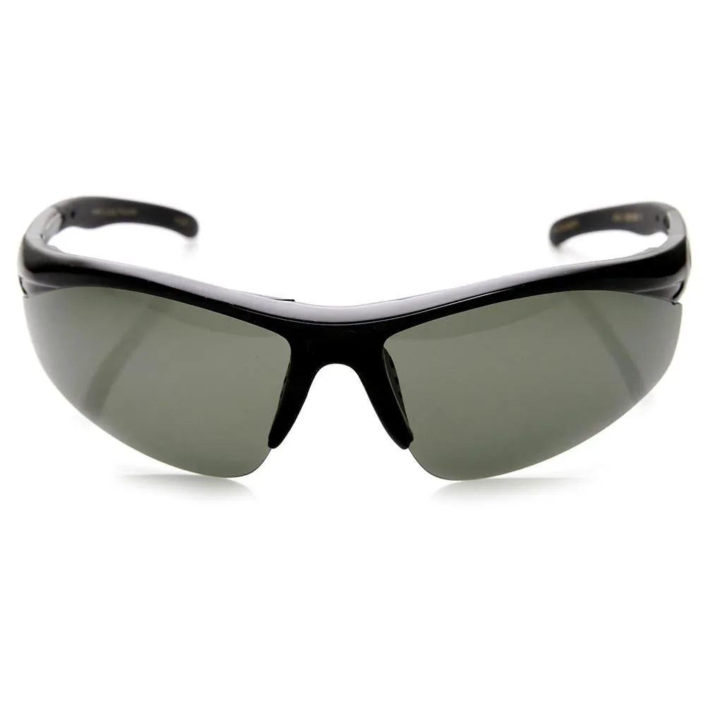 Mens Hard Coated Performance Half Frame Sports Wrap Around Sunglasses 9273 sold by ZeroUV