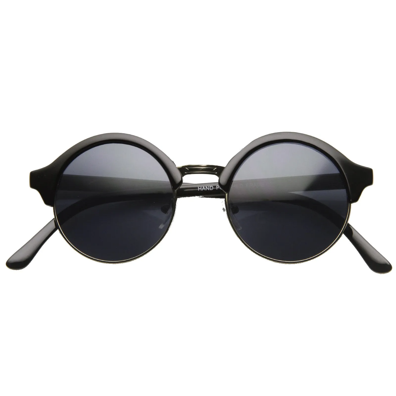 Dapper Half Frame Circle Vintage Steampunk Sunglasses 8583 sold by ZeroUV product image thumbnail 4