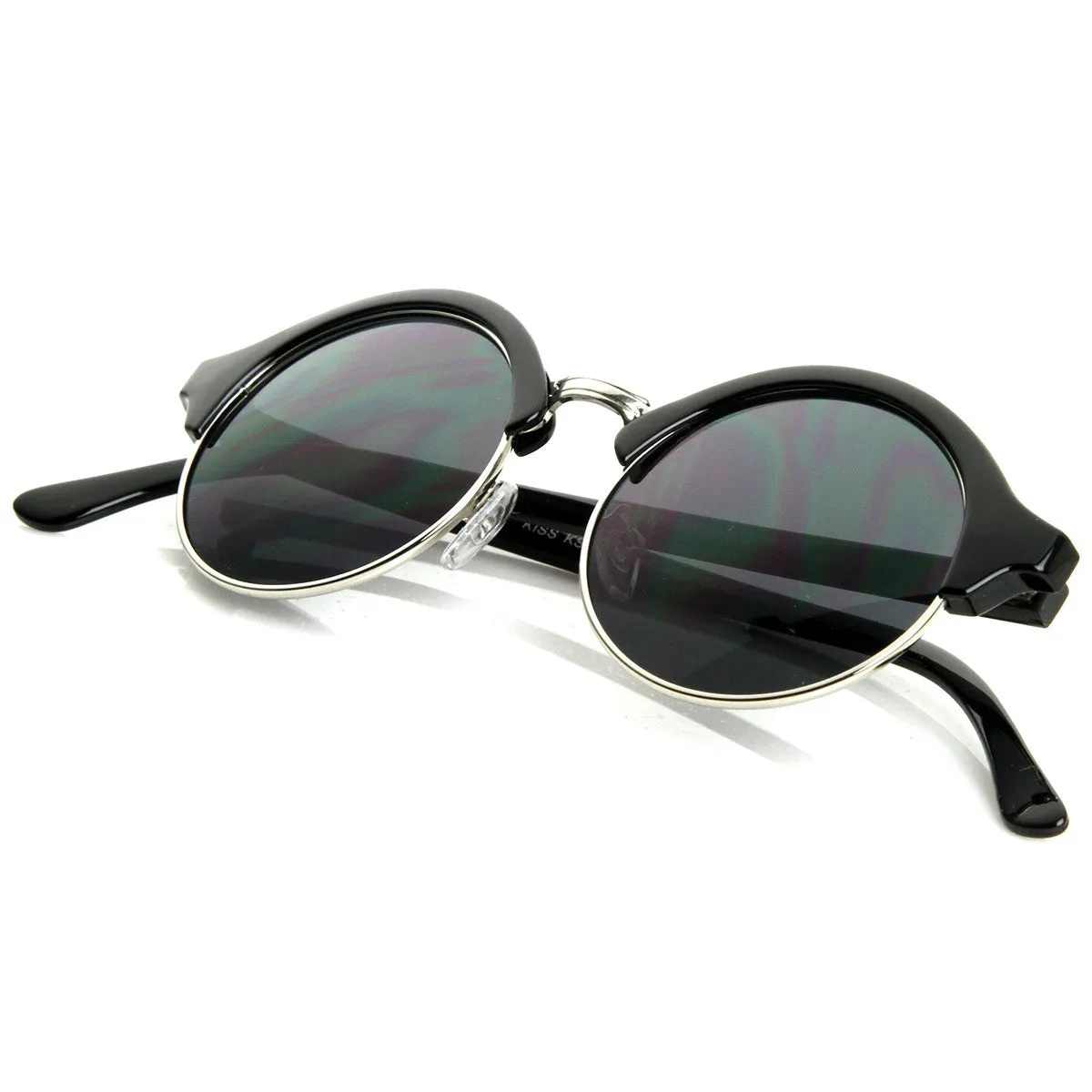 Dapper Half Frame Circle Vintage Steampunk Sunglasses 8583 sold by ZeroUV product image thumbnail 5