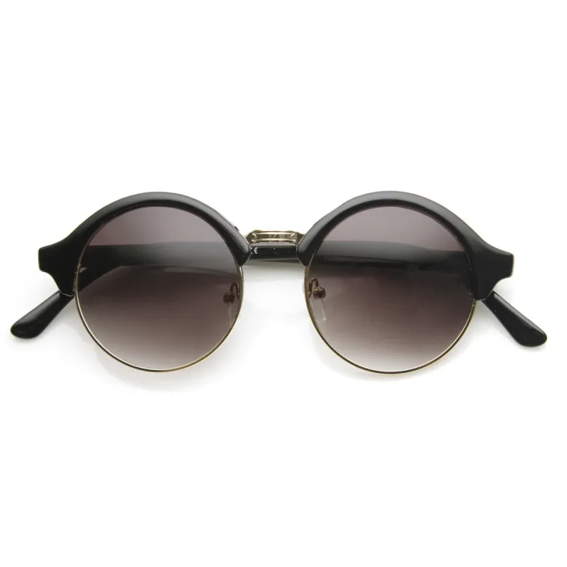 Dapper Half Frame Circle Vintage Steampunk Sunglasses 8583 sold by ZeroUV