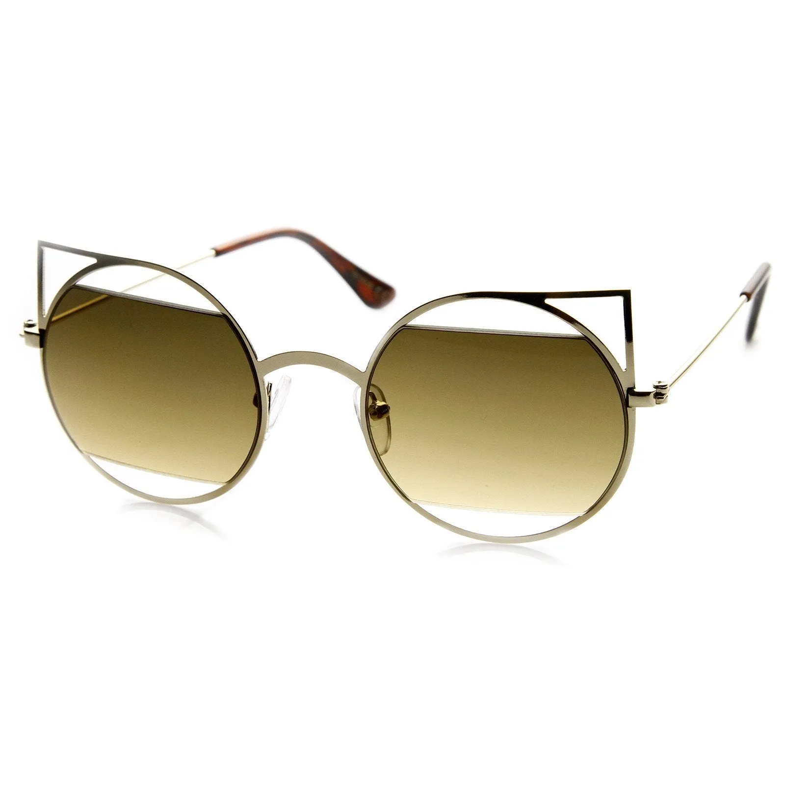 Women's Round Metal Laser Cut Cat Eye Sunglasses 9122 sold by ZeroUV product image thumbnail 4