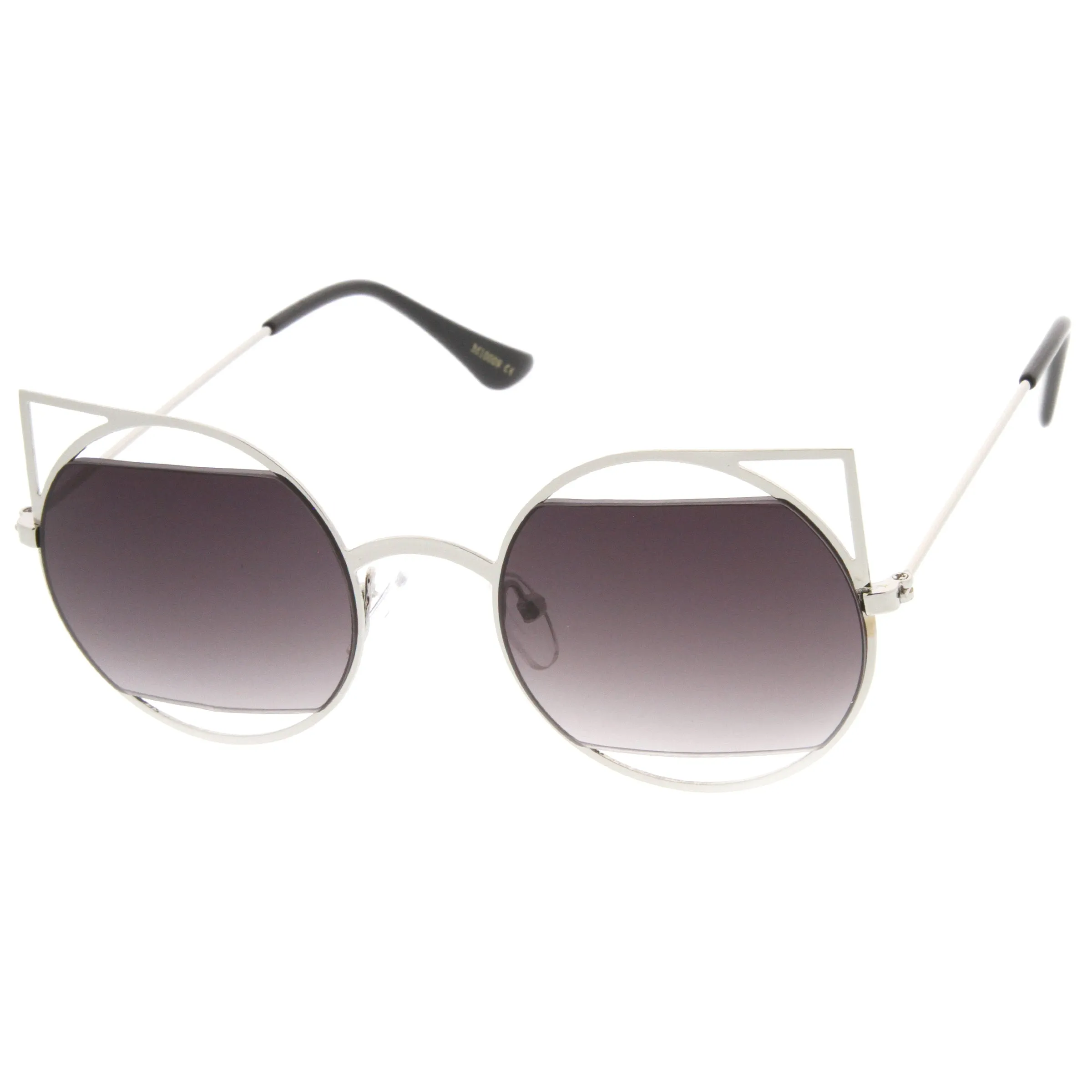 Women's Round Metal Laser Cut Cat Eye Sunglasses 9122 sold by ZeroUV product image thumbnail 2