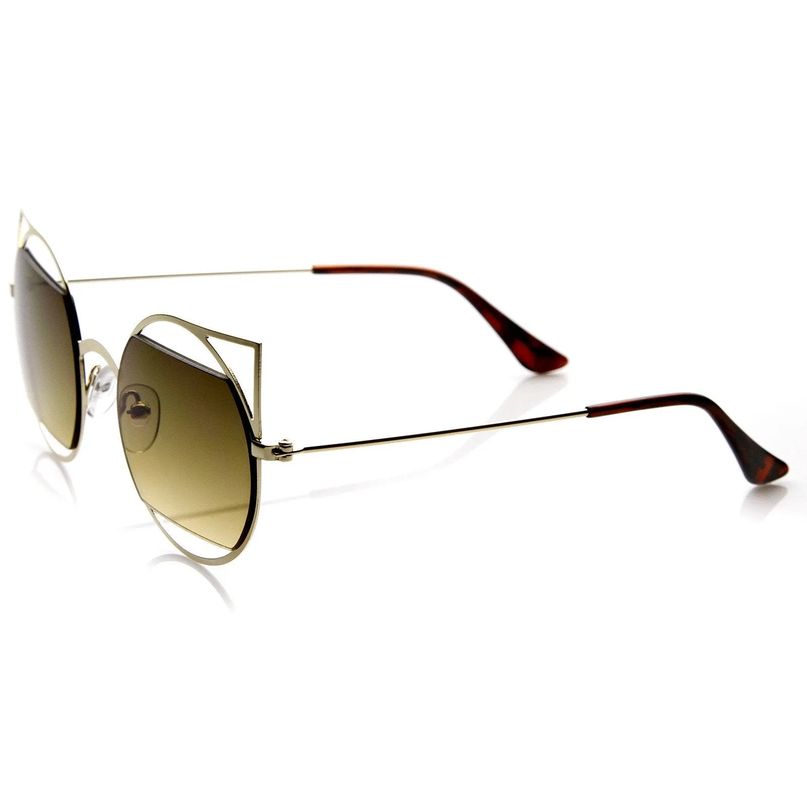 Women's Round Metal Laser Cut Cat Eye Sunglasses 9122 sold by ZeroUV product image thumbnail 5