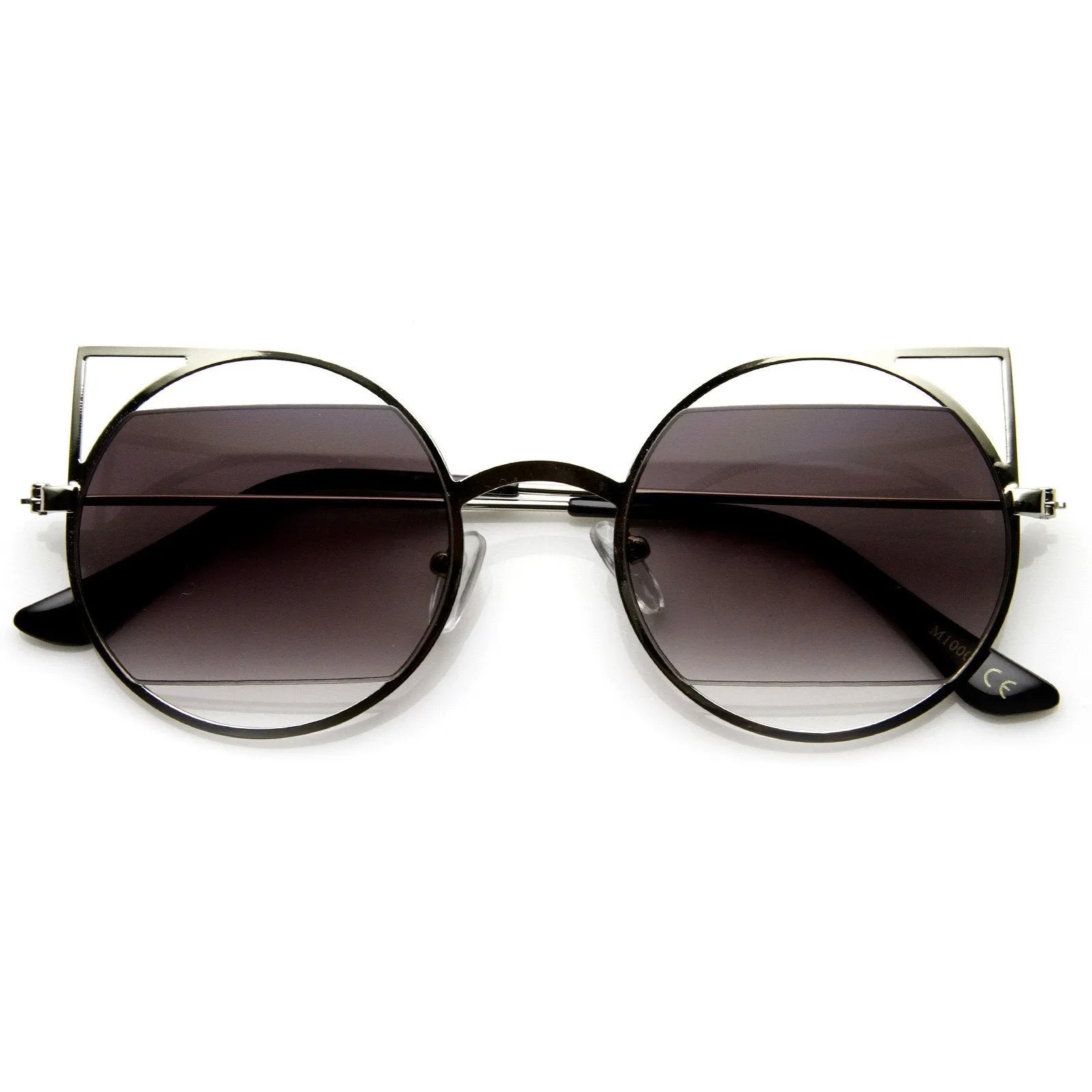 Women's Round Metal Laser Cut Cat Eye Sunglasses 9122 sold by ZeroUV