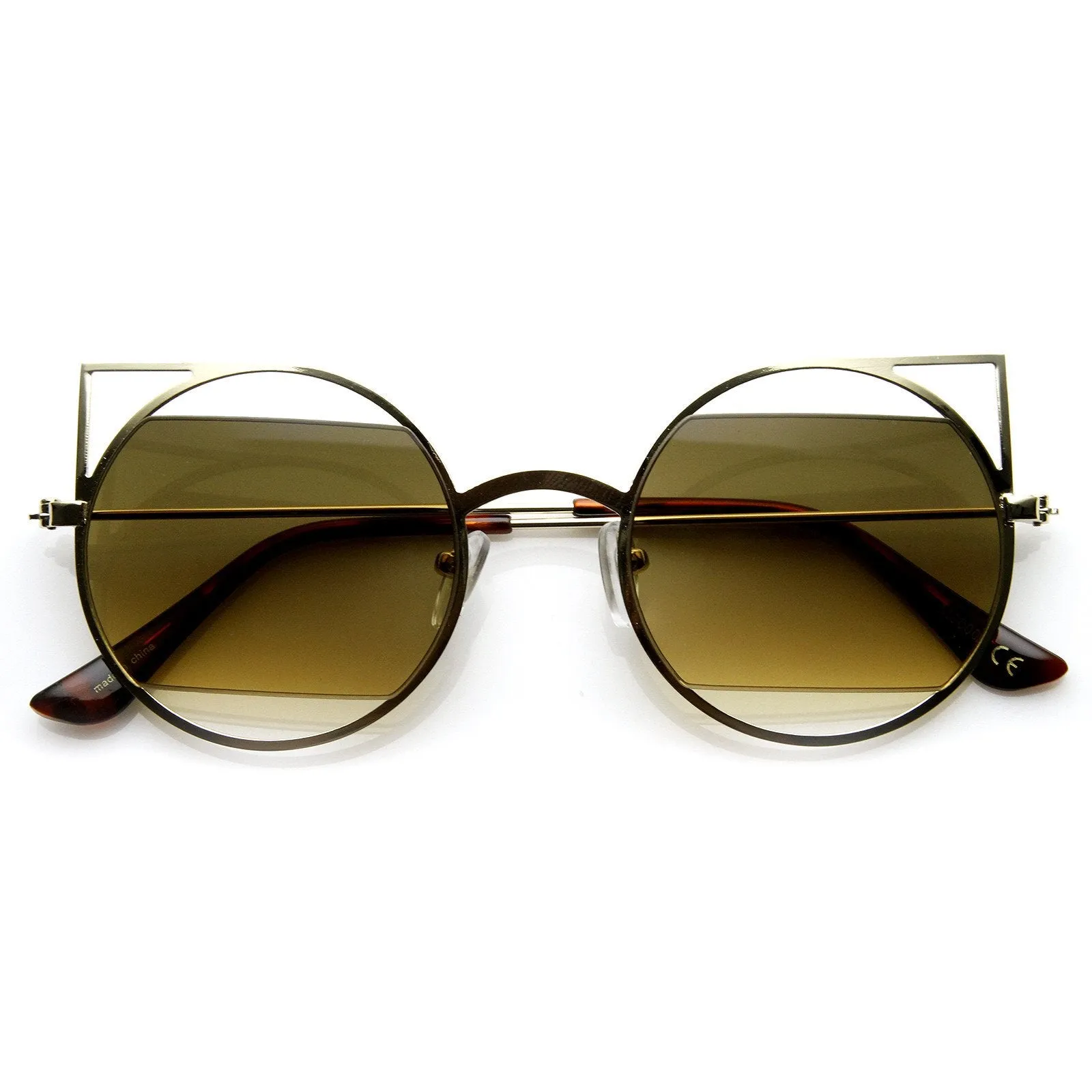 Women's Round Metal Laser Cut Cat Eye Sunglasses 9122 sold by ZeroUV product image thumbnail 3