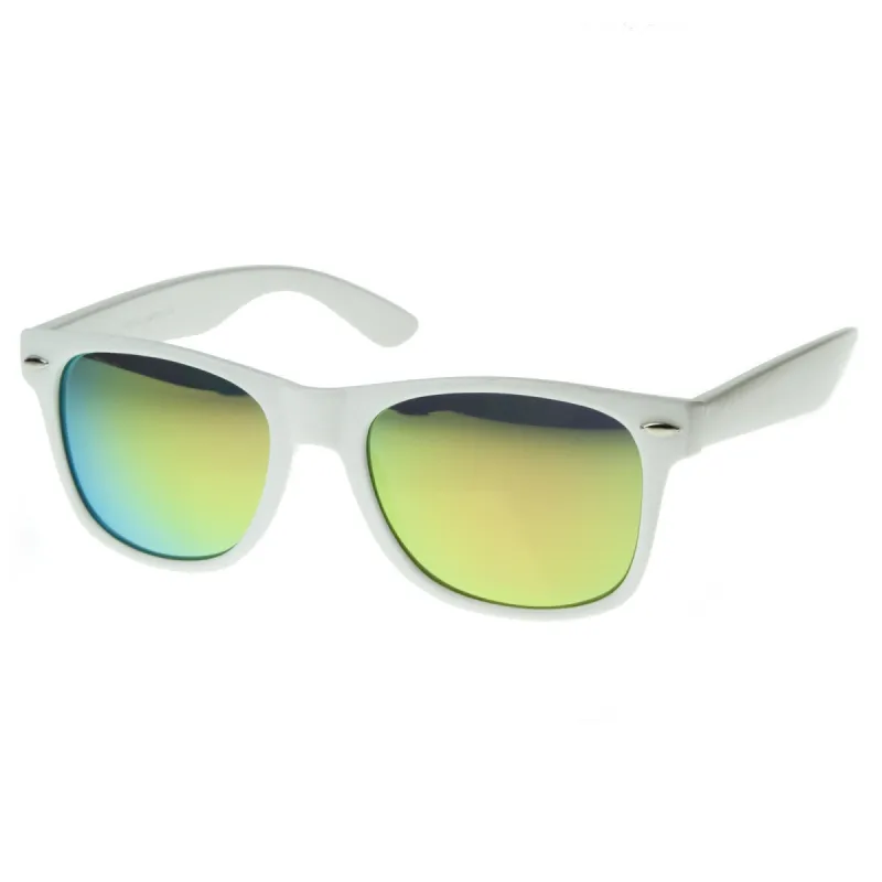 Retro Horned Rime Sunglasses With Flash Mirror Lenses 8075 sold by ZeroUV