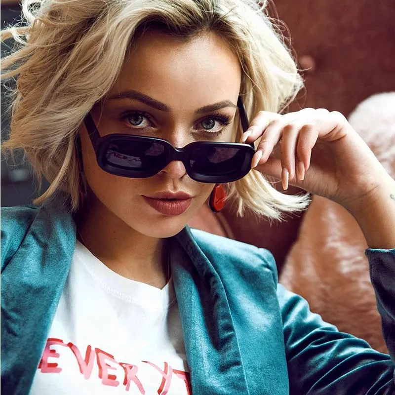 Retro Bold Deep Inset Rectangle Flat Lens Sunglasses C525 sold by ZeroUV product image thumbnail 2