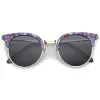 Retro Horned Rim Half Frame Marble Print Flat Lens Sunglasses C262 sold by ZeroUV
