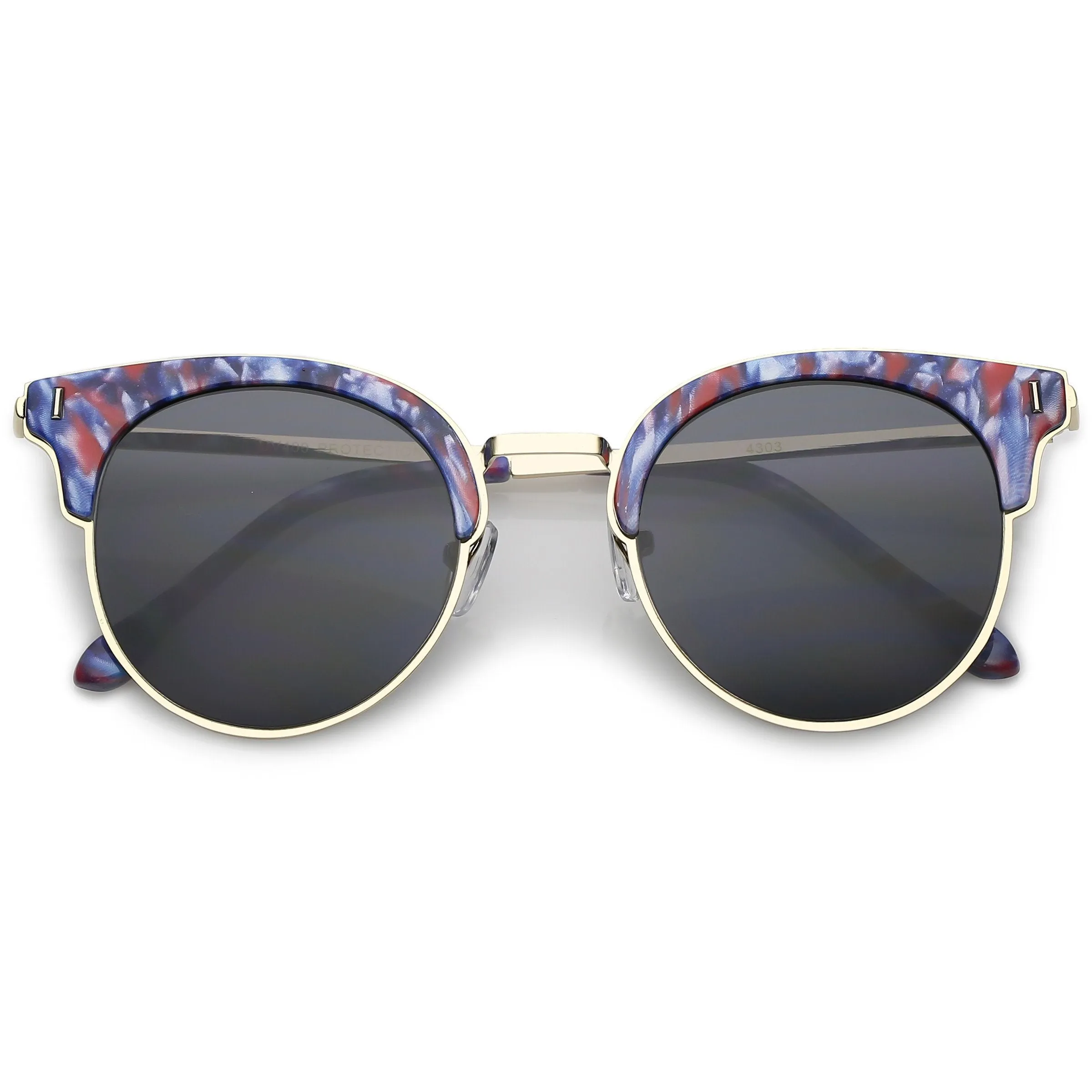 Retro Horned Rim Half Frame Marble Print Flat Lens Sunglasses C262 sold by ZeroUV product image thumbnail 5