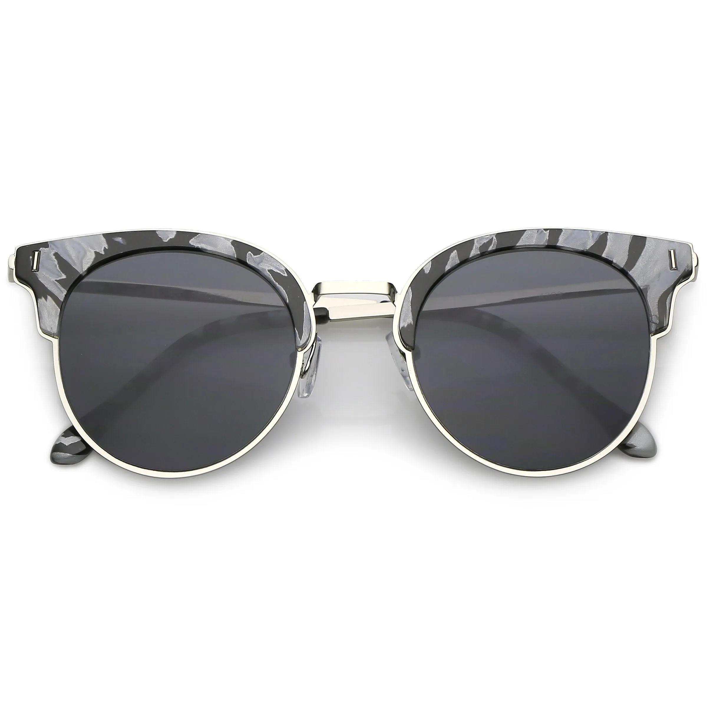 Retro Horned Rim Half Frame Marble Print Flat Lens Sunglasses C262 sold by ZeroUV