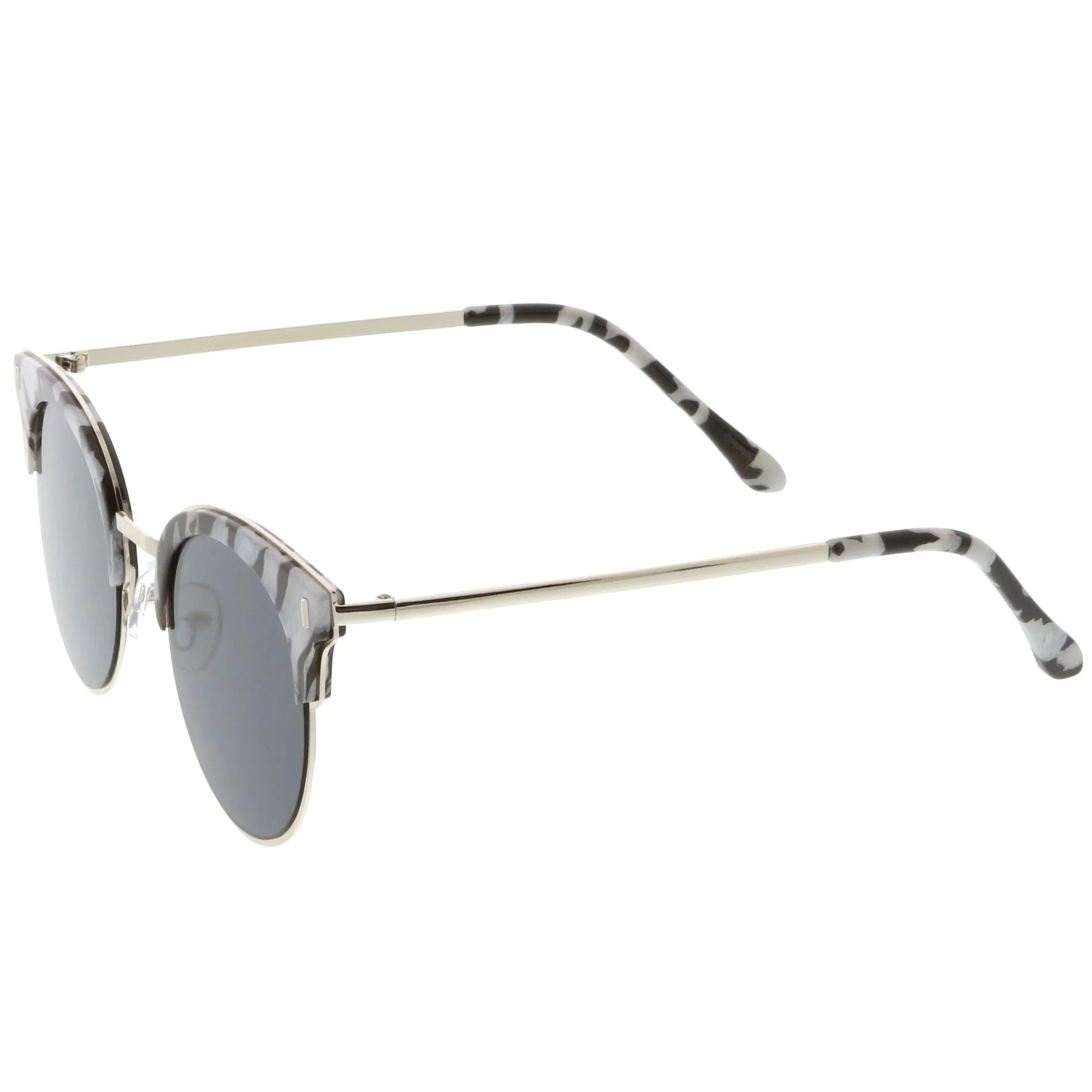 Retro Horned Rim Half Frame Marble Print Flat Lens Sunglasses C262 sold by ZeroUV product image thumbnail 3