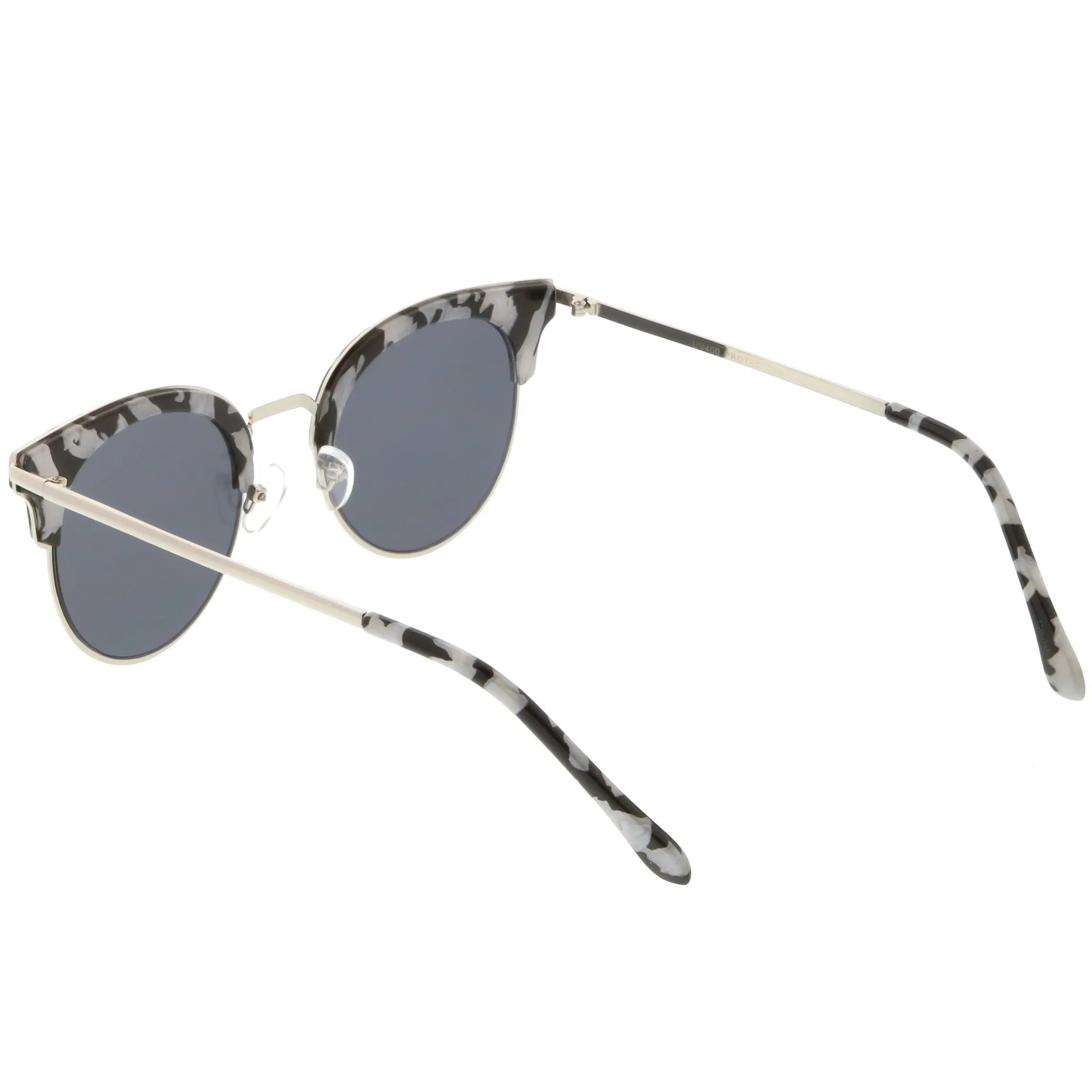 Retro Horned Rim Half Frame Marble Print Flat Lens Sunglasses C262 sold by ZeroUV product image thumbnail 4