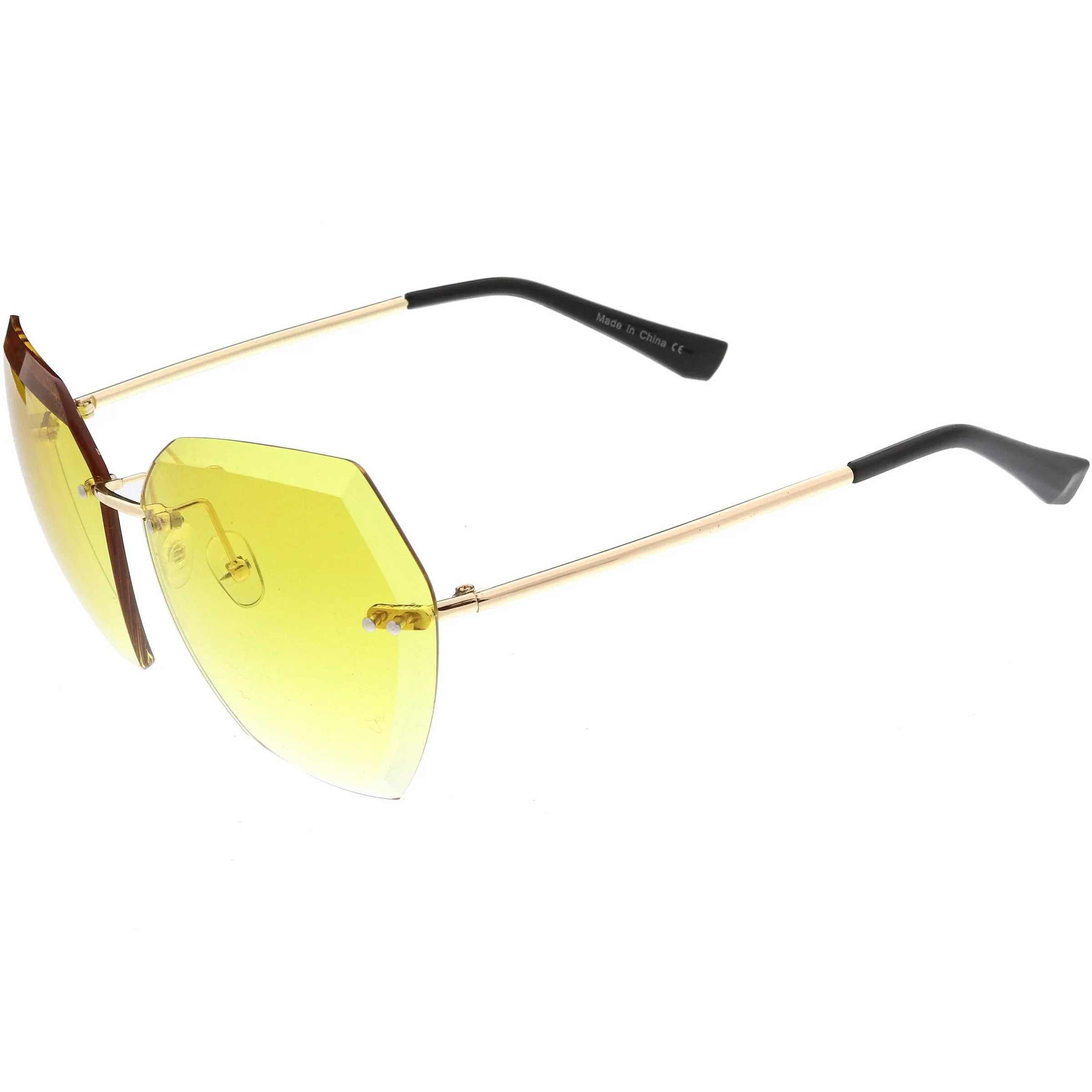 Oversize Rimless Beveled Gradient Lens Geometric Sunglasses D014 sold by ZeroUV product image thumbnail 3