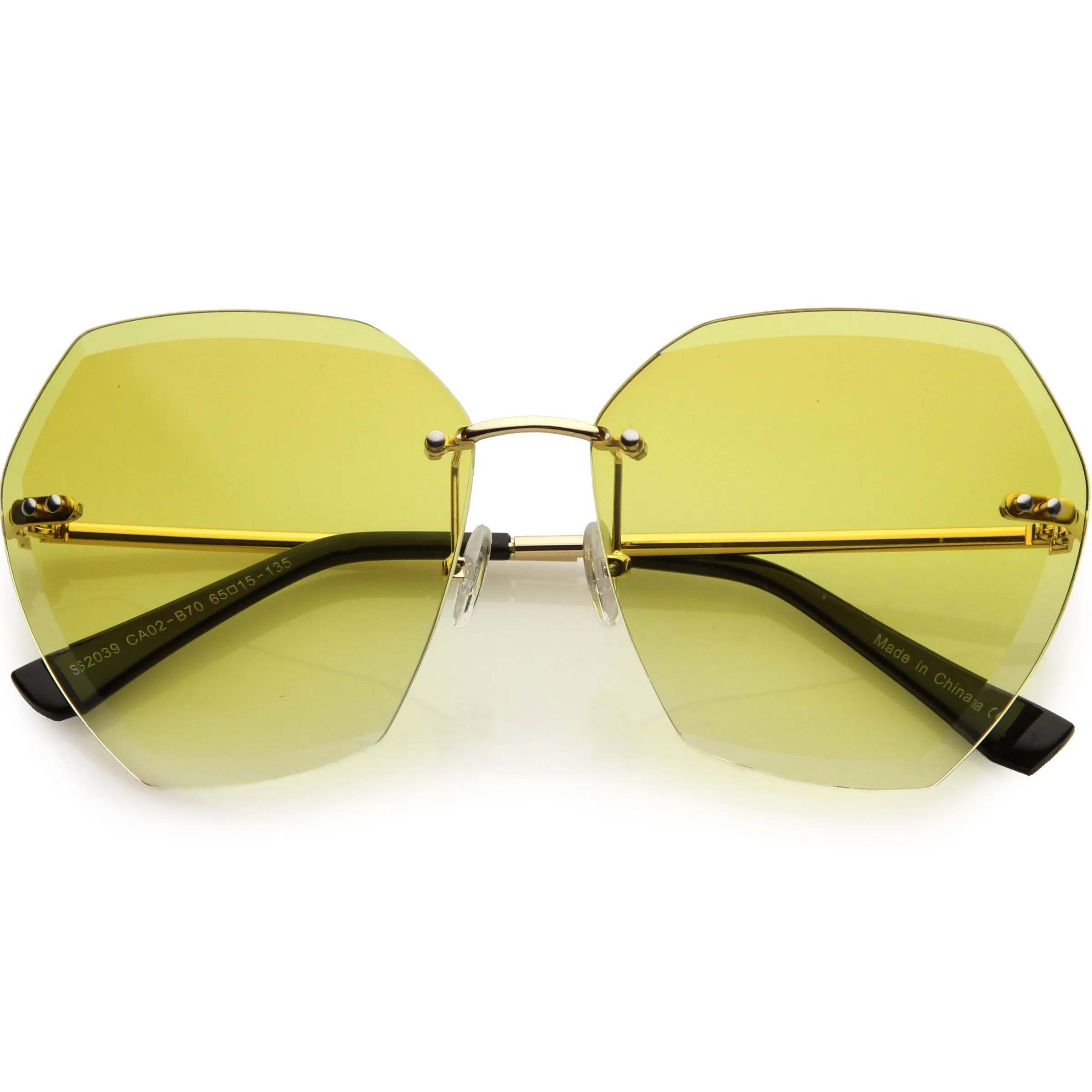 Oversize Rimless Beveled Gradient Lens Geometric Sunglasses D014 sold by ZeroUV