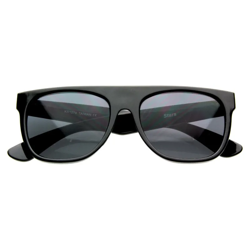 Super Flat Block Top Retro Horned Rim Sunglasses 8066 sold by ZeroUV