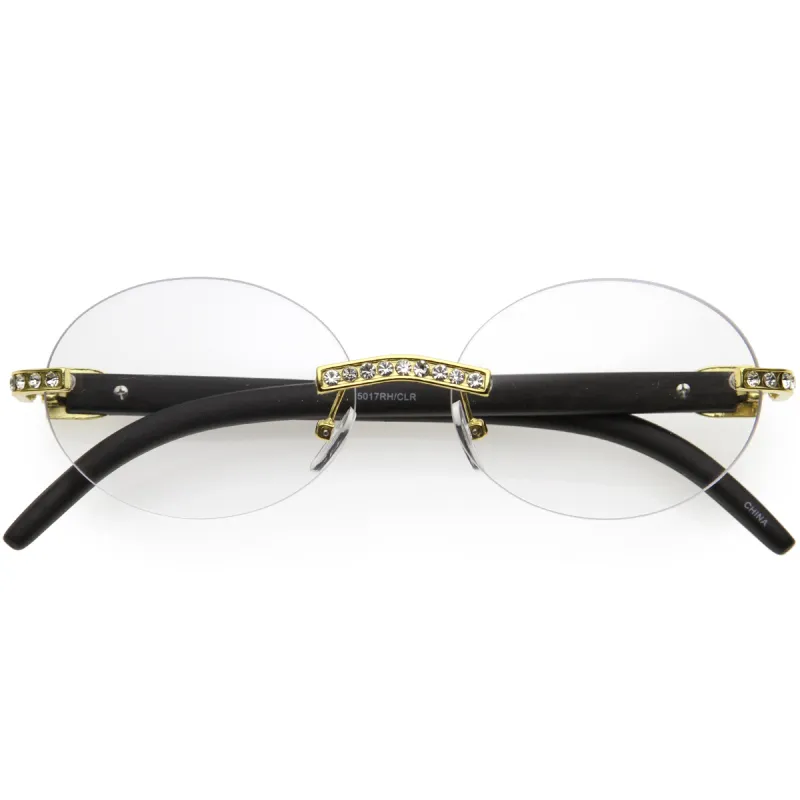 Oval Premium rhinestones Decorated Blue Light Blocking Glasses D183 sold by ZeroUV