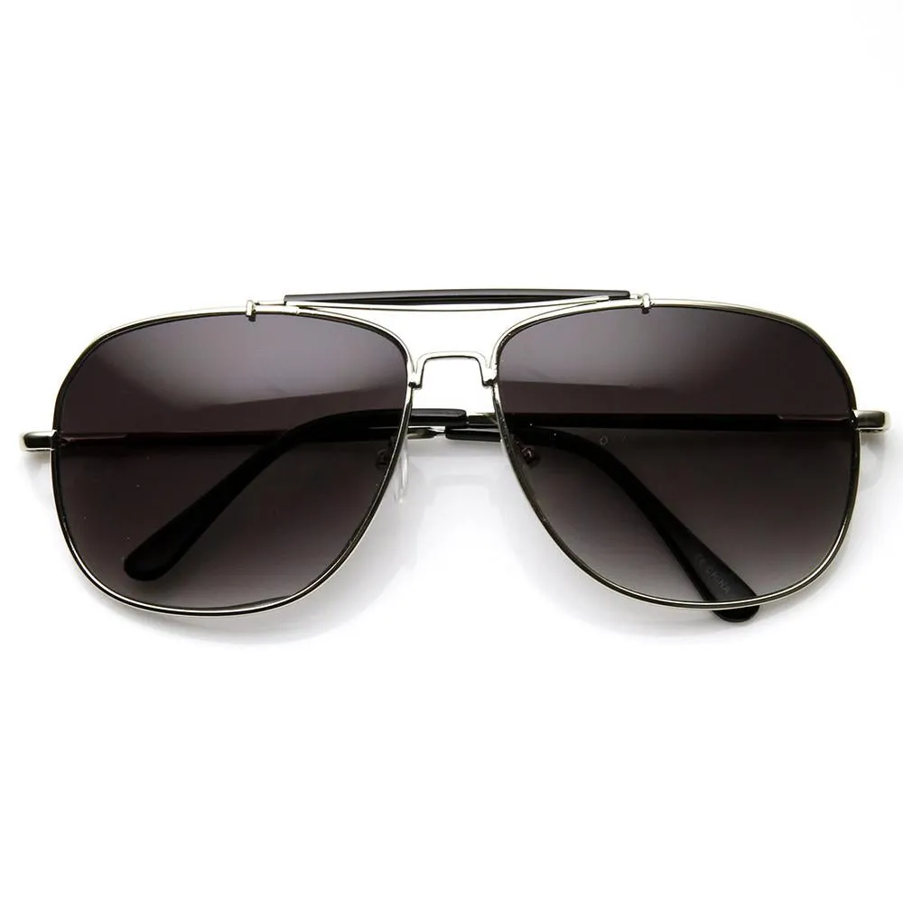 Retro Classic Square Crossbar Metal Aviator Sunglasses 9293 sold by ZeroUV