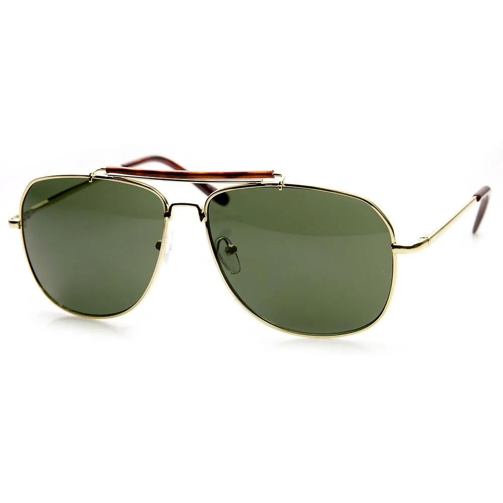 Retro Classic Square Crossbar Metal Aviator Sunglasses 9293 sold by ZeroUV product image thumbnail 4