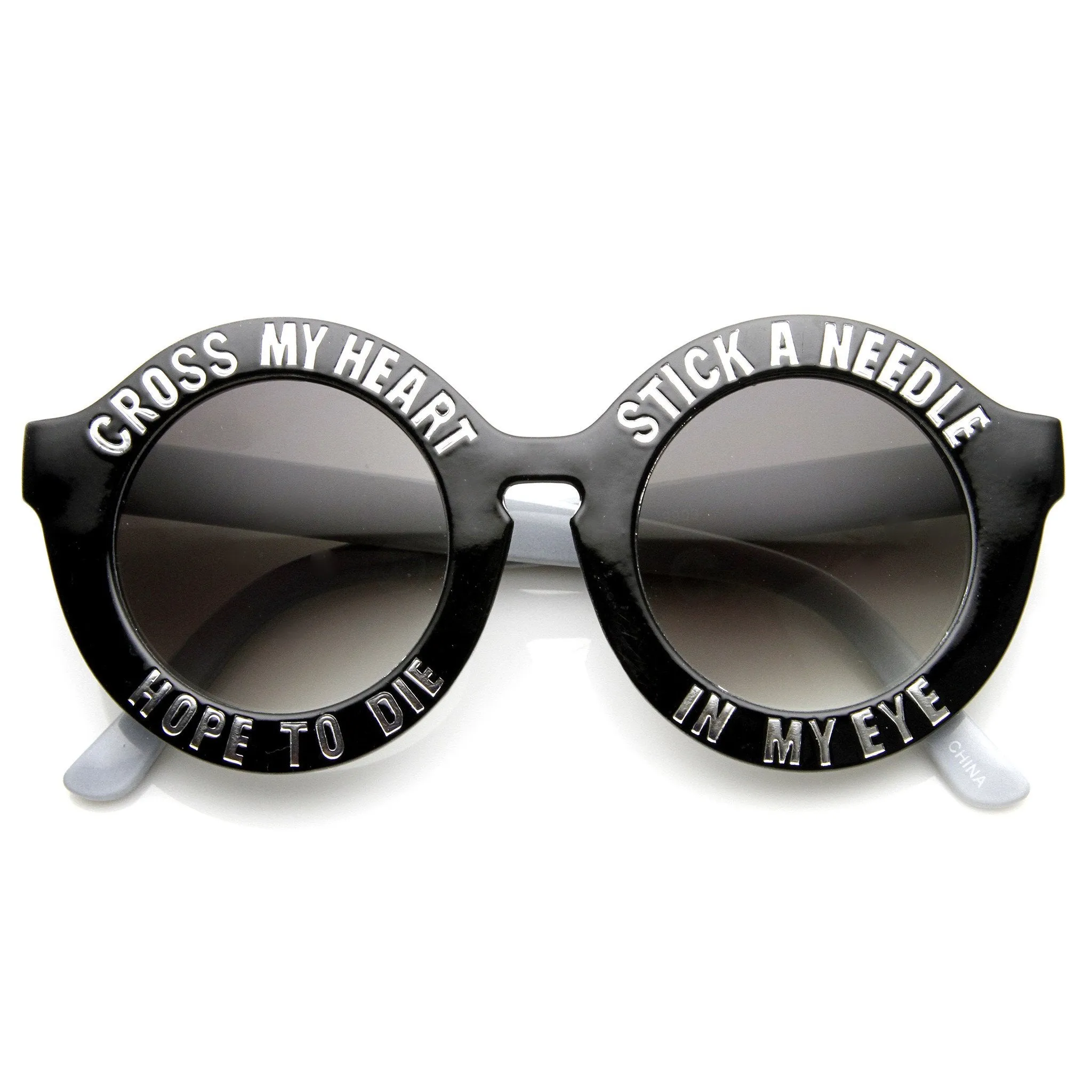 Women's Cross My Heart Hope To Die Round Sunglasses sold by ZeroUV product image thumbnail 4