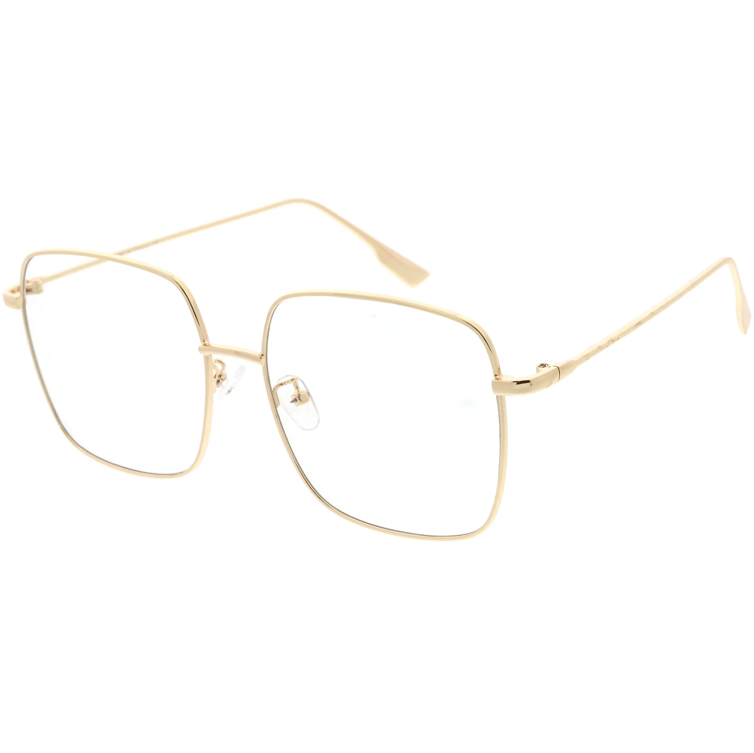 Retro Modern Blue Light Filtering Thin Metal Arms Square Glasses D090 sold by ZeroUV product image thumbnail 3