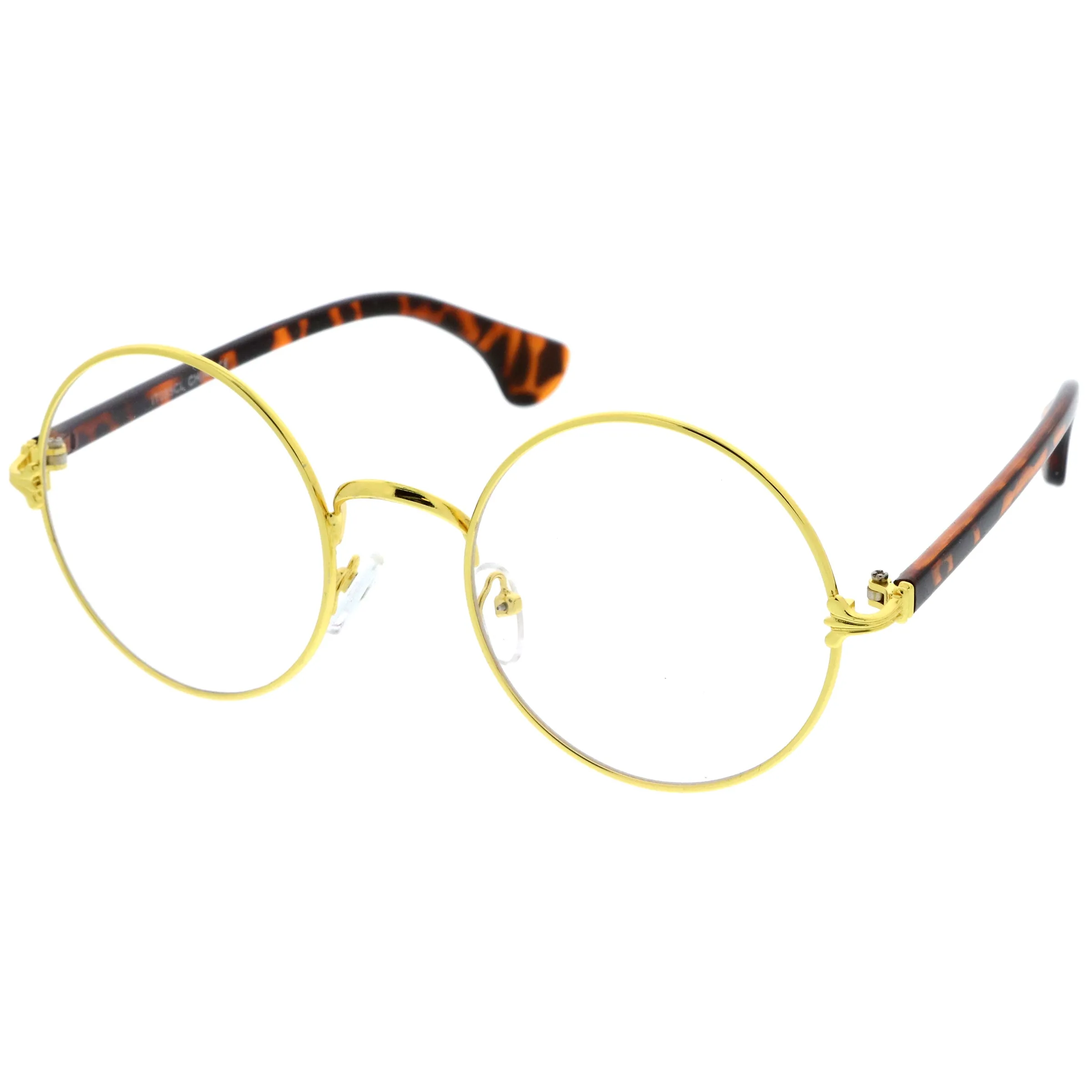 Classic Slim Metal Frame Clear Lens Round Eyeglasses A865 sold by ZeroUV product image thumbnail 2